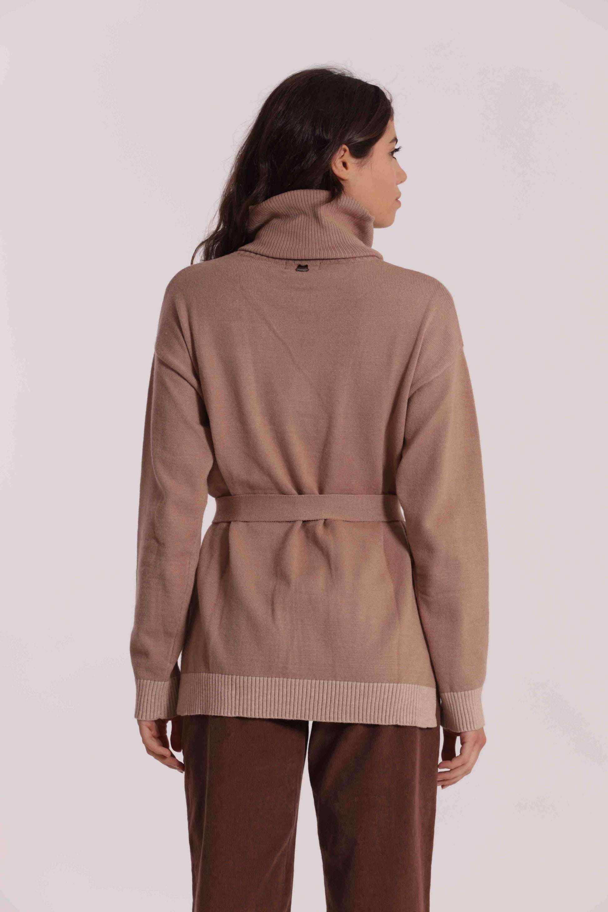 MAGLIA BICOLOR CON CINTURA