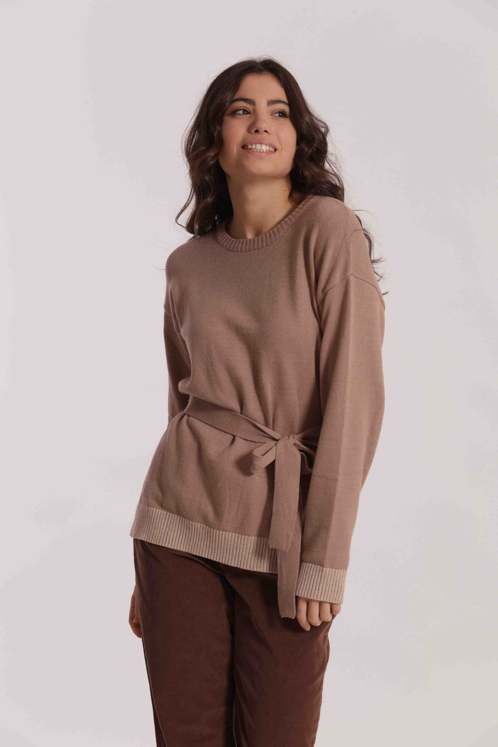 MAGLIA BICOLOR CON CINTURA