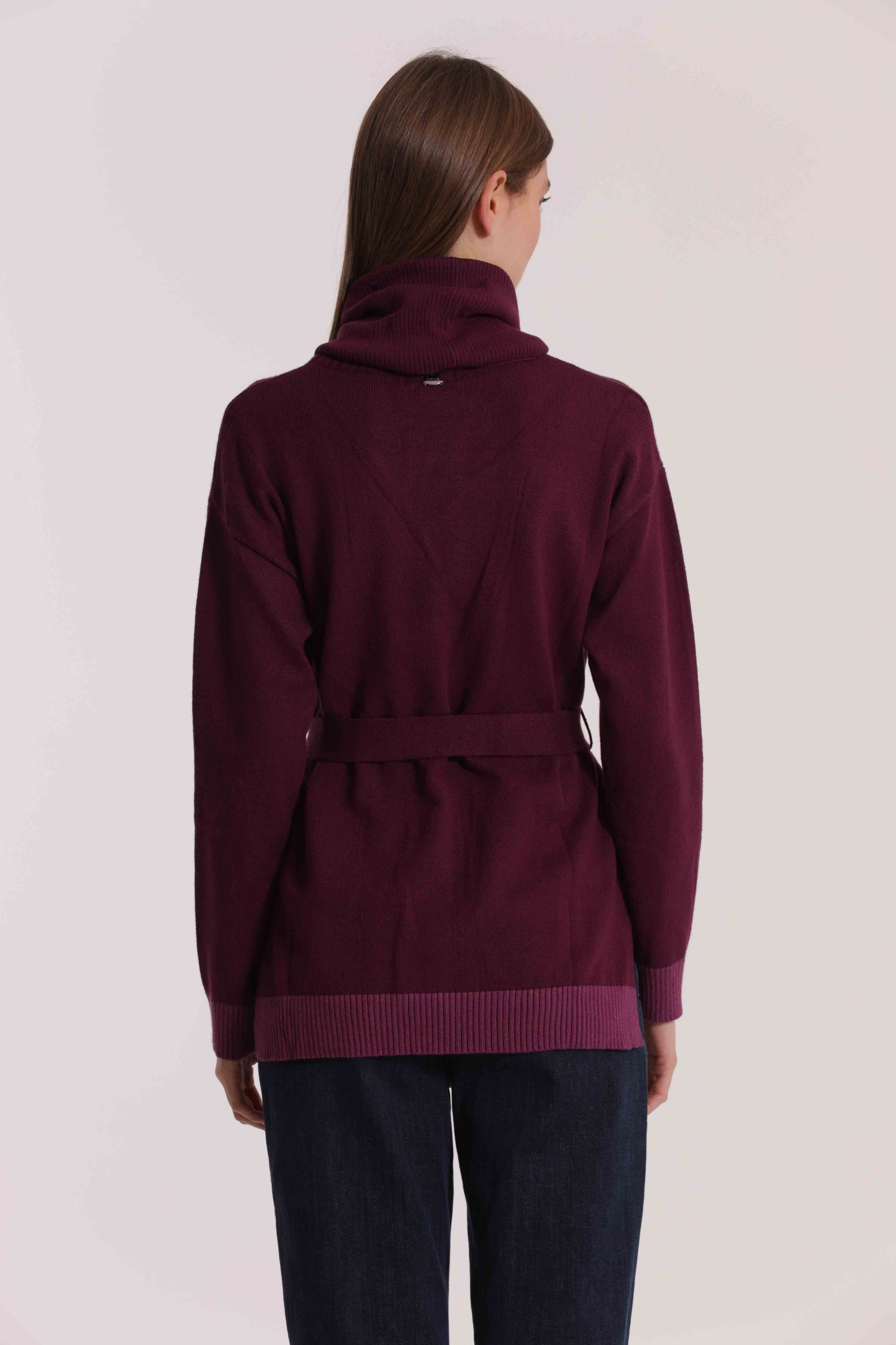 MAGLIA BICOLOR CON CINTURA