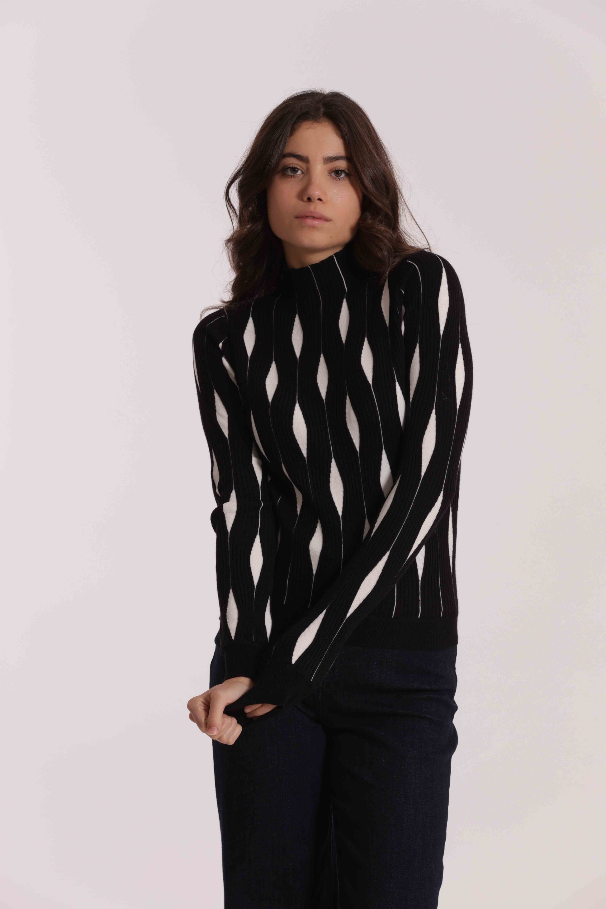MAGLIA BICOLOR FANTASIA ROMBI