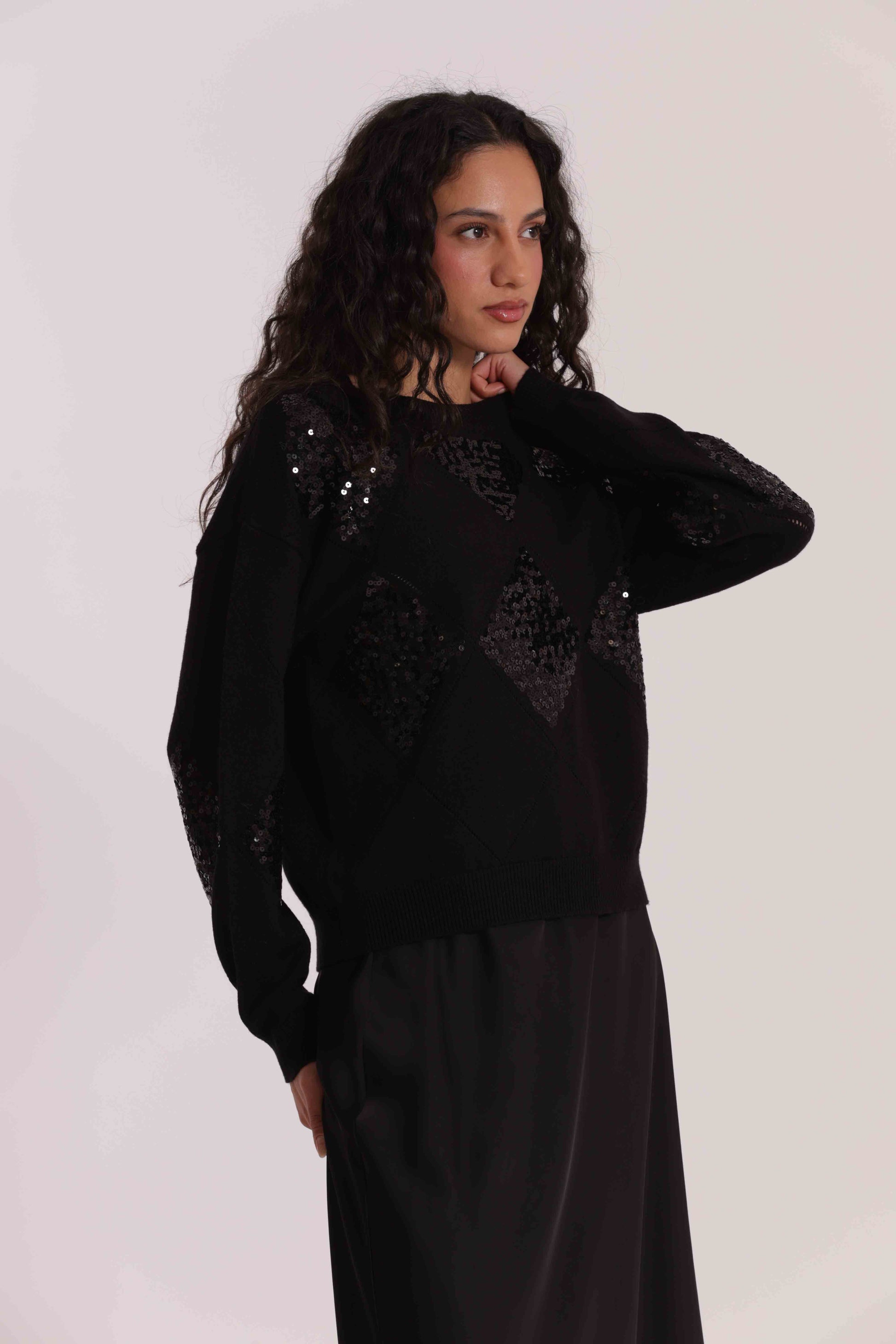 MAGLIA CON ROMBI E PAILLETTES