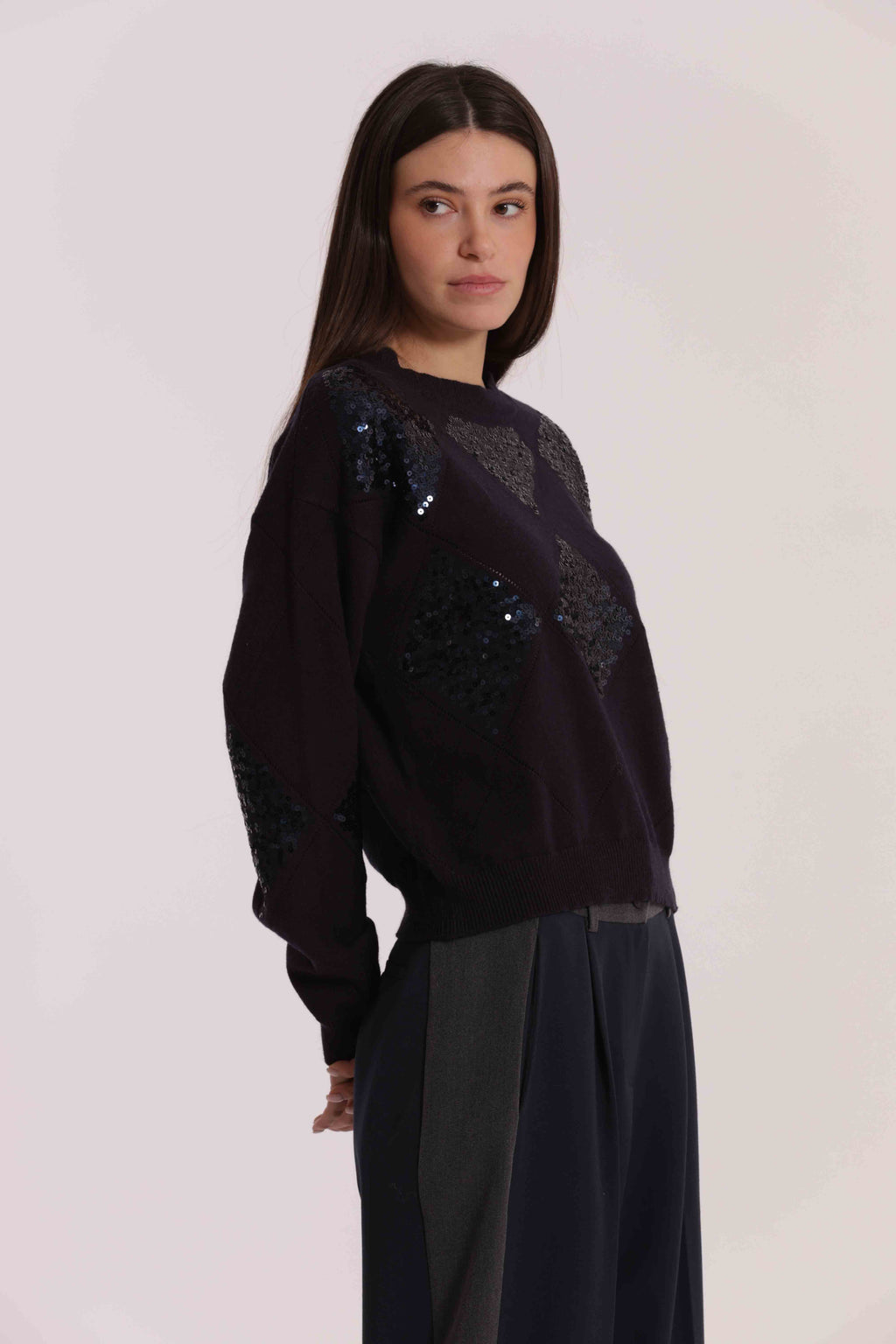 MAGLIA CON ROMBI E PAILLETTES