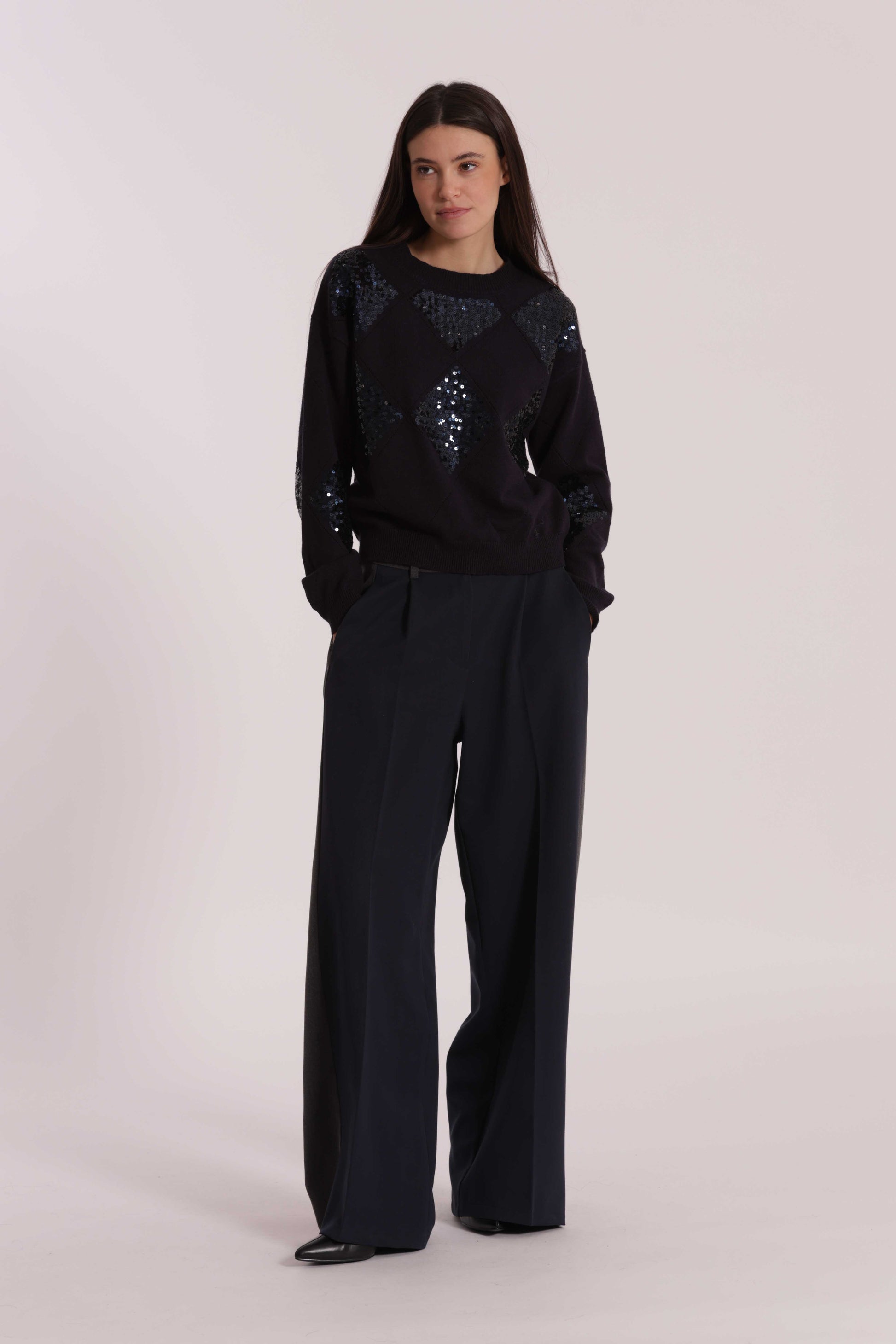 MAGLIA CON ROMBI E PAILLETTES
