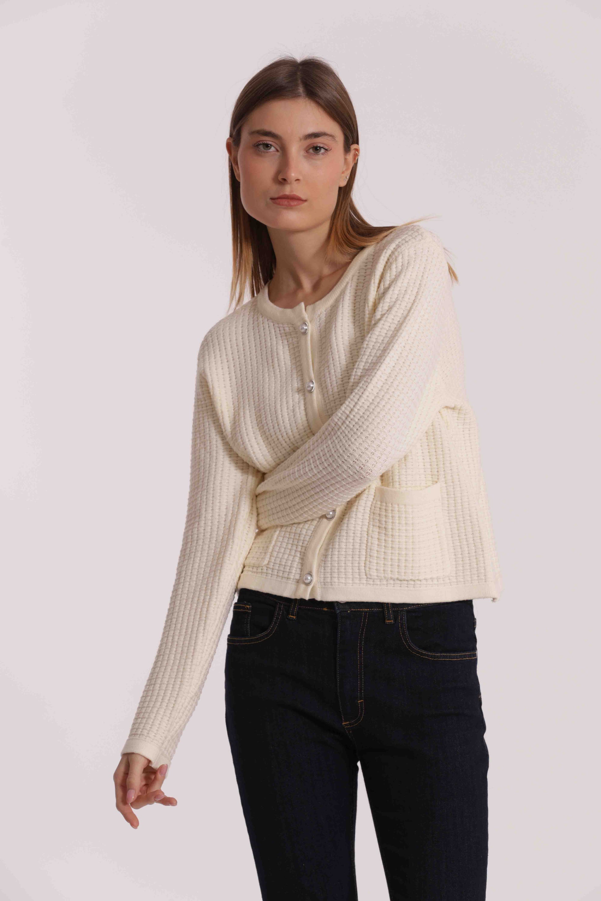 MAGLIA CARDIGAN NIDO D'APE