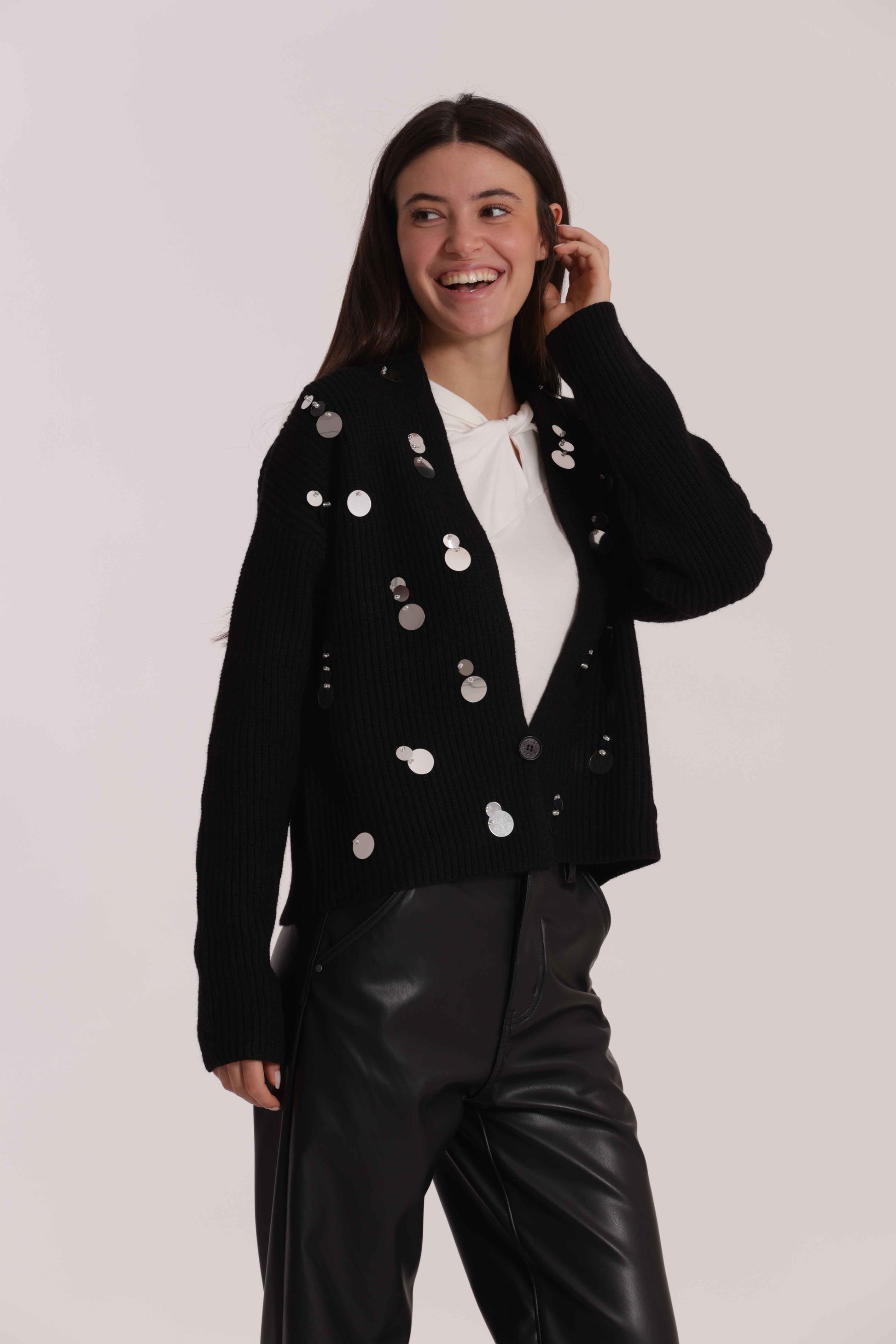 MAGLIA CARDIGAN CON PAILLETTES GRANDI