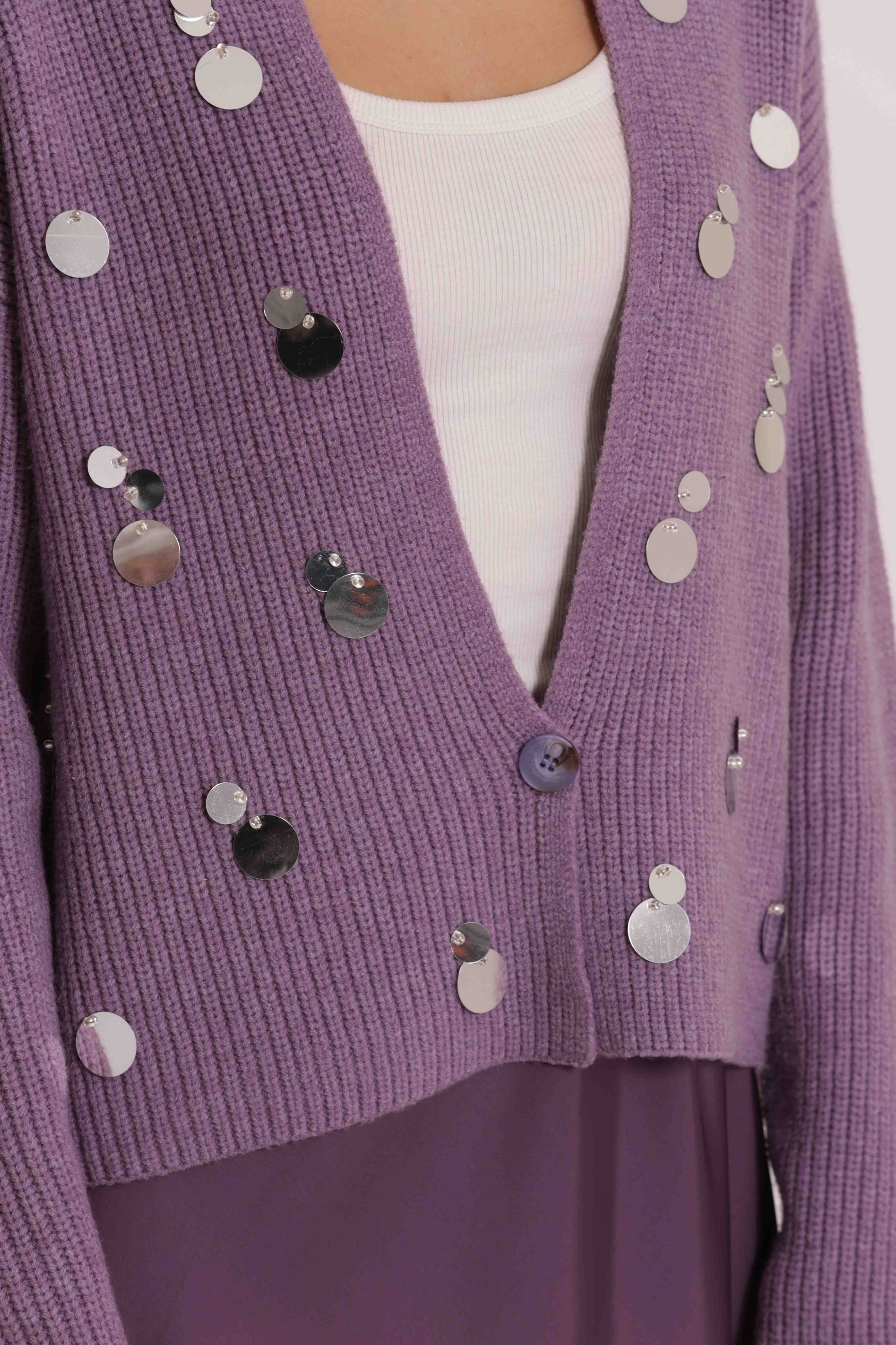 MAGLIA CARDIGAN CON PAILLETTES GRANDI