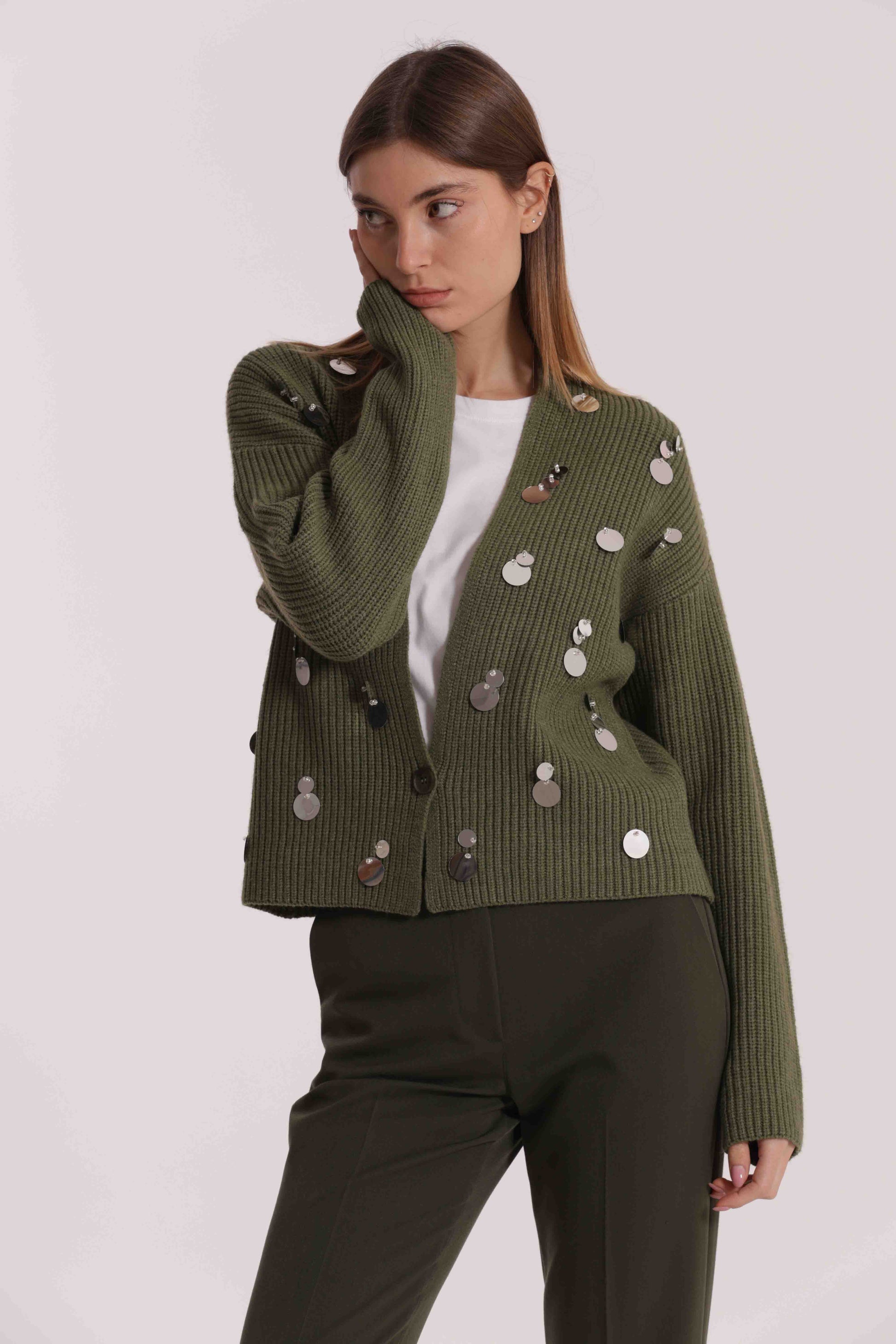 MAGLIA CARDIGAN CON PAILLETTES GRANDI