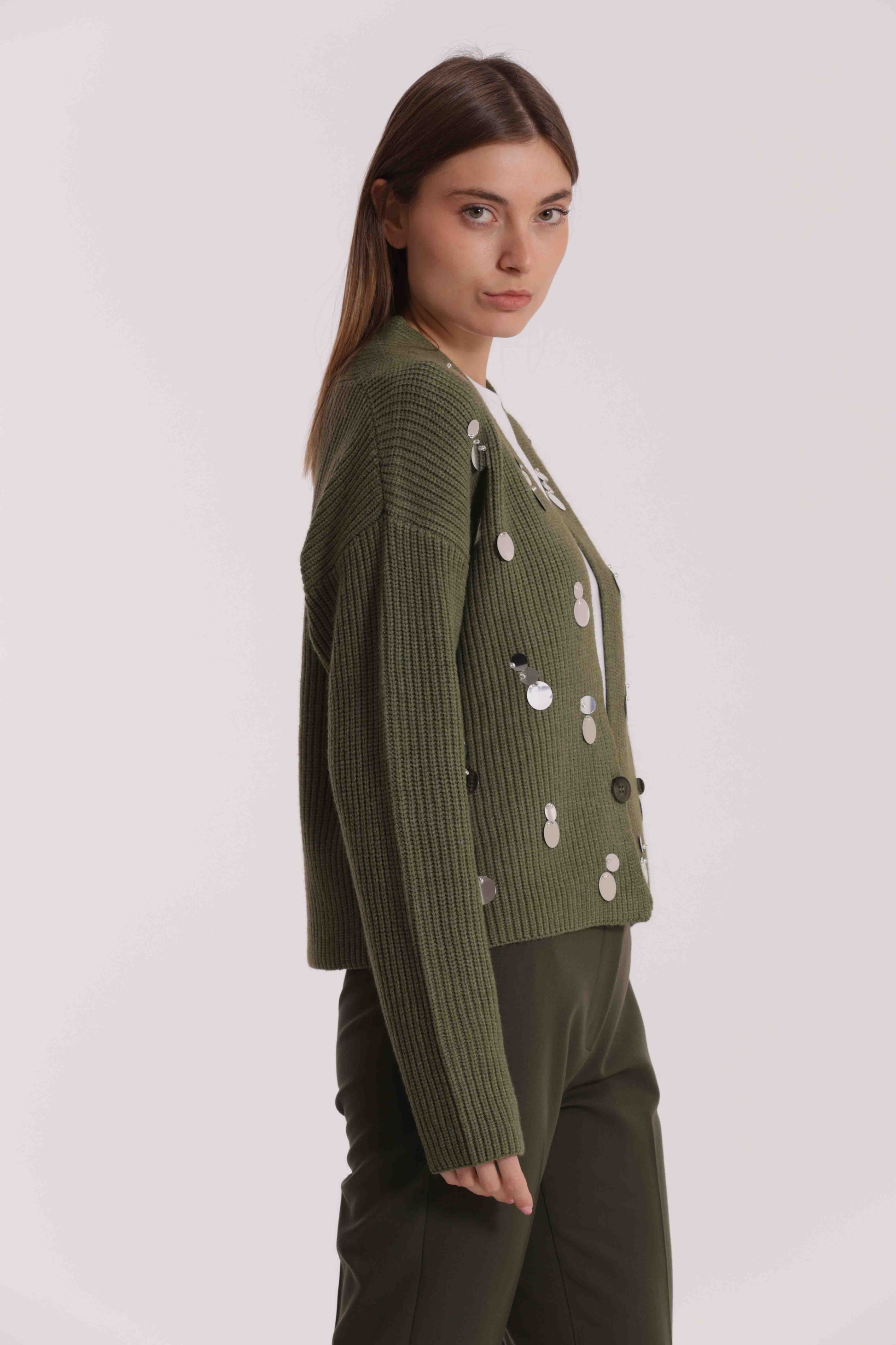 MAGLIA CARDIGAN CON PAILLETTES GRANDI