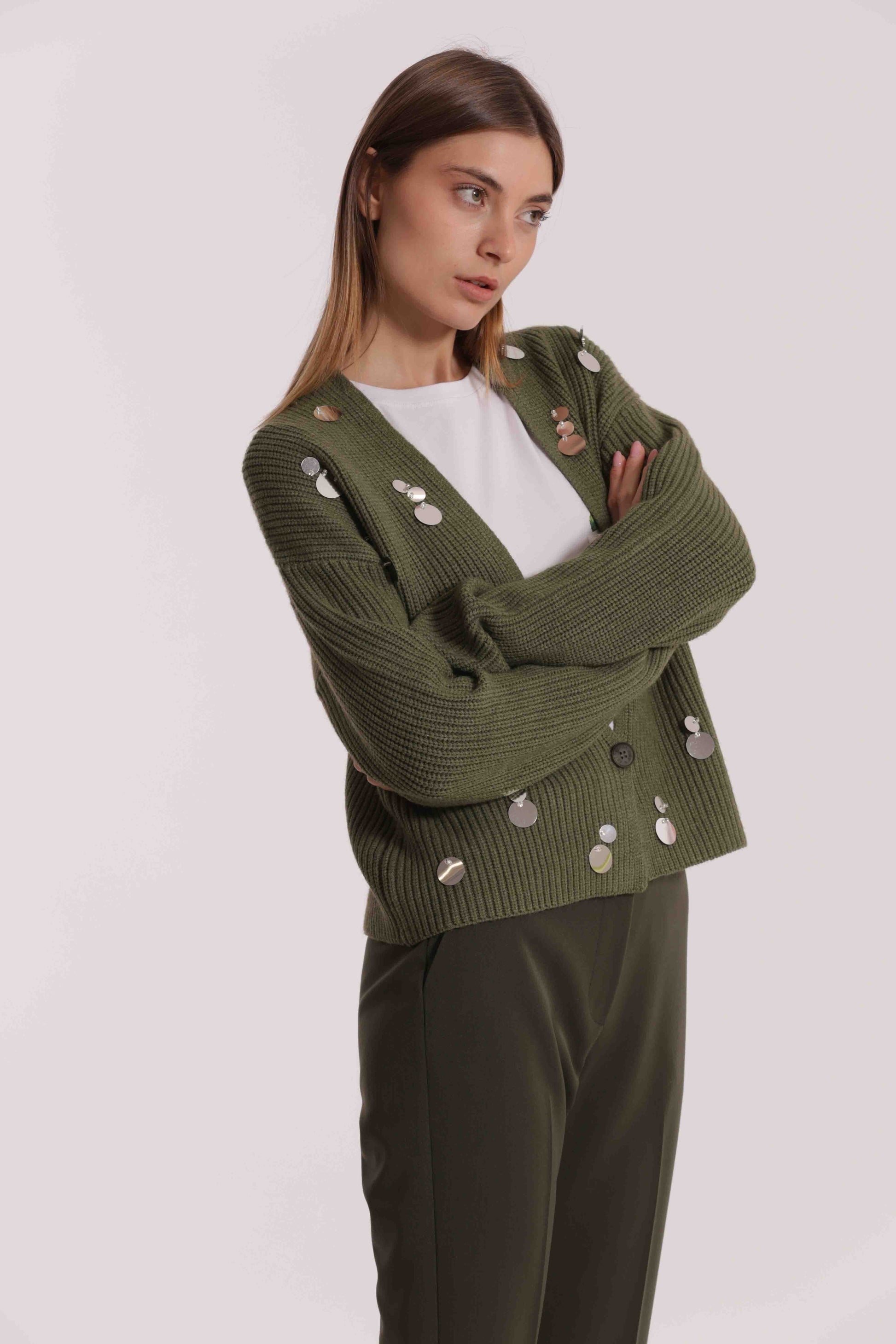 MAGLIA CARDIGAN CON PAILLETTES GRANDI