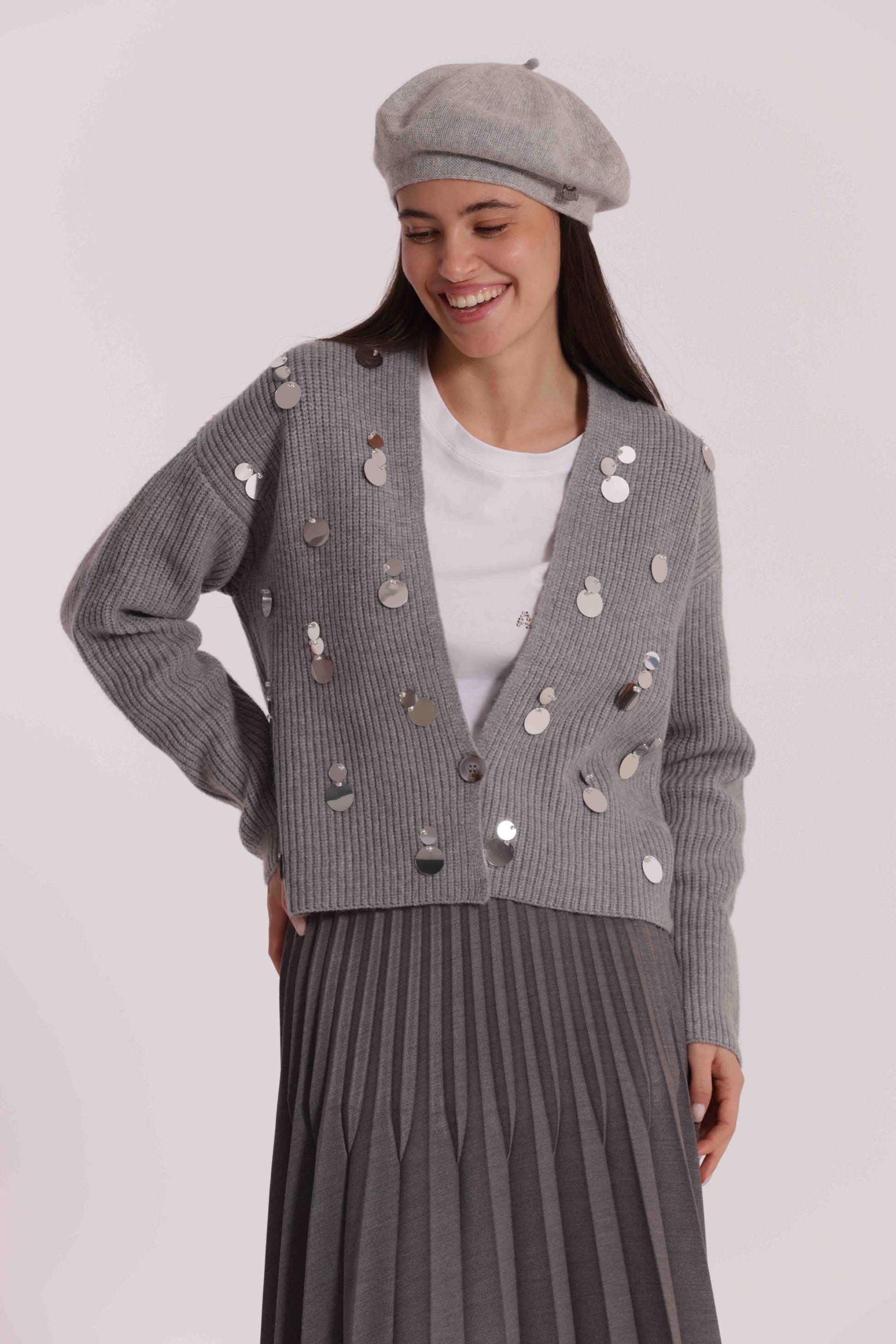 MAGLIA CARDIGAN CON PAILLETTES GRANDI