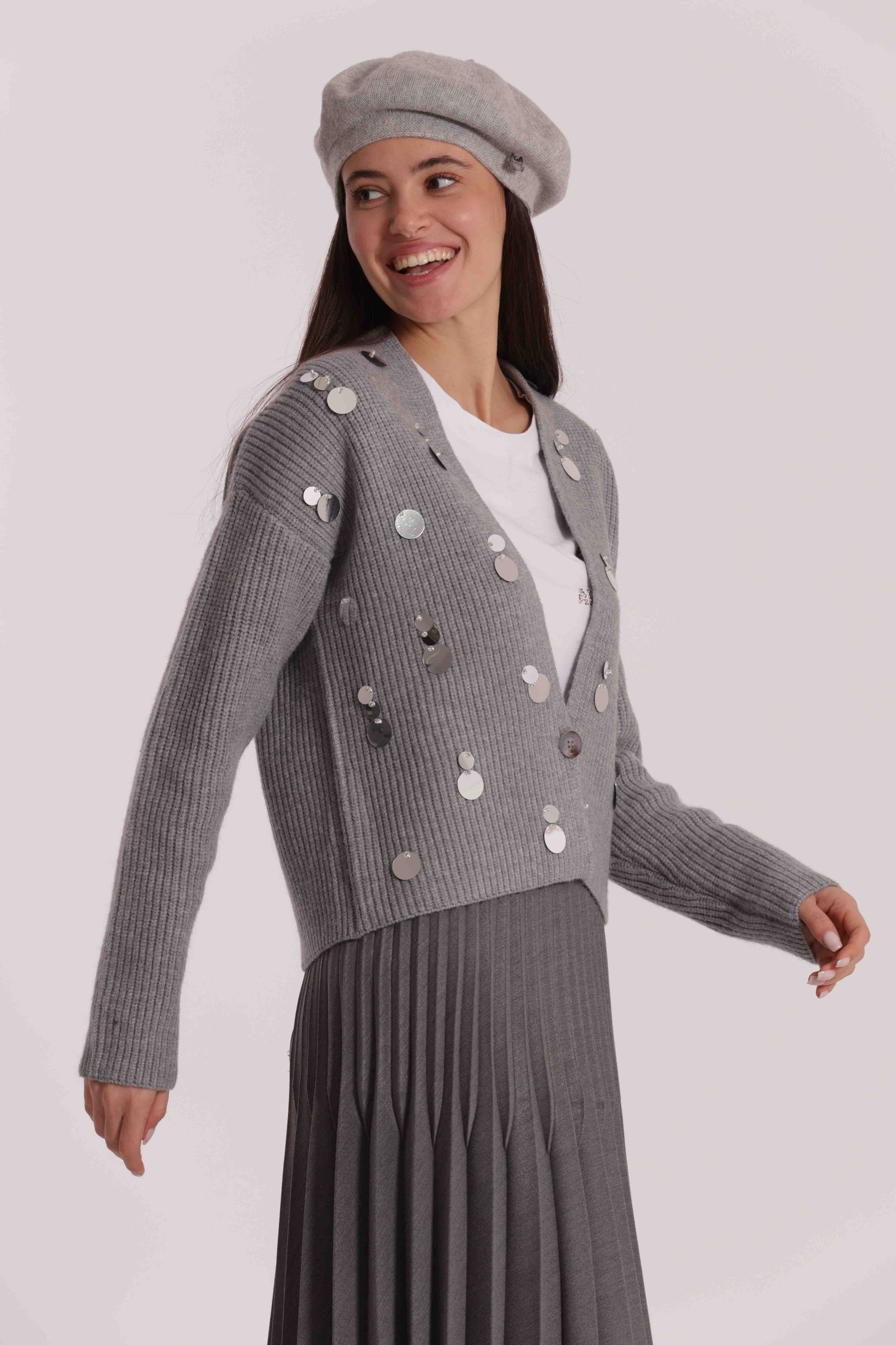 MAGLIA CARDIGAN CON PAILLETTES GRANDI