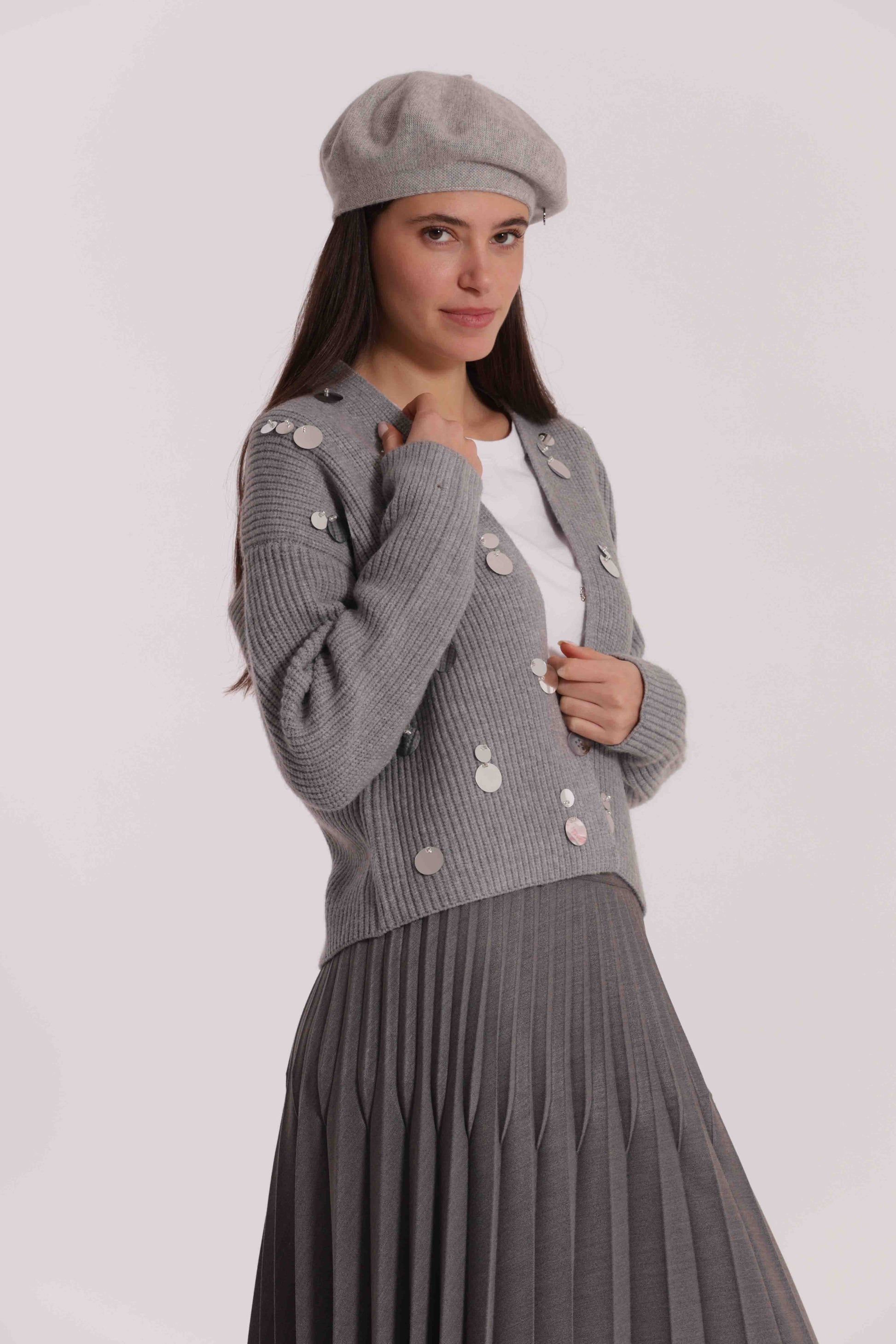 MAGLIA CARDIGAN CON PAILLETTES GRANDI