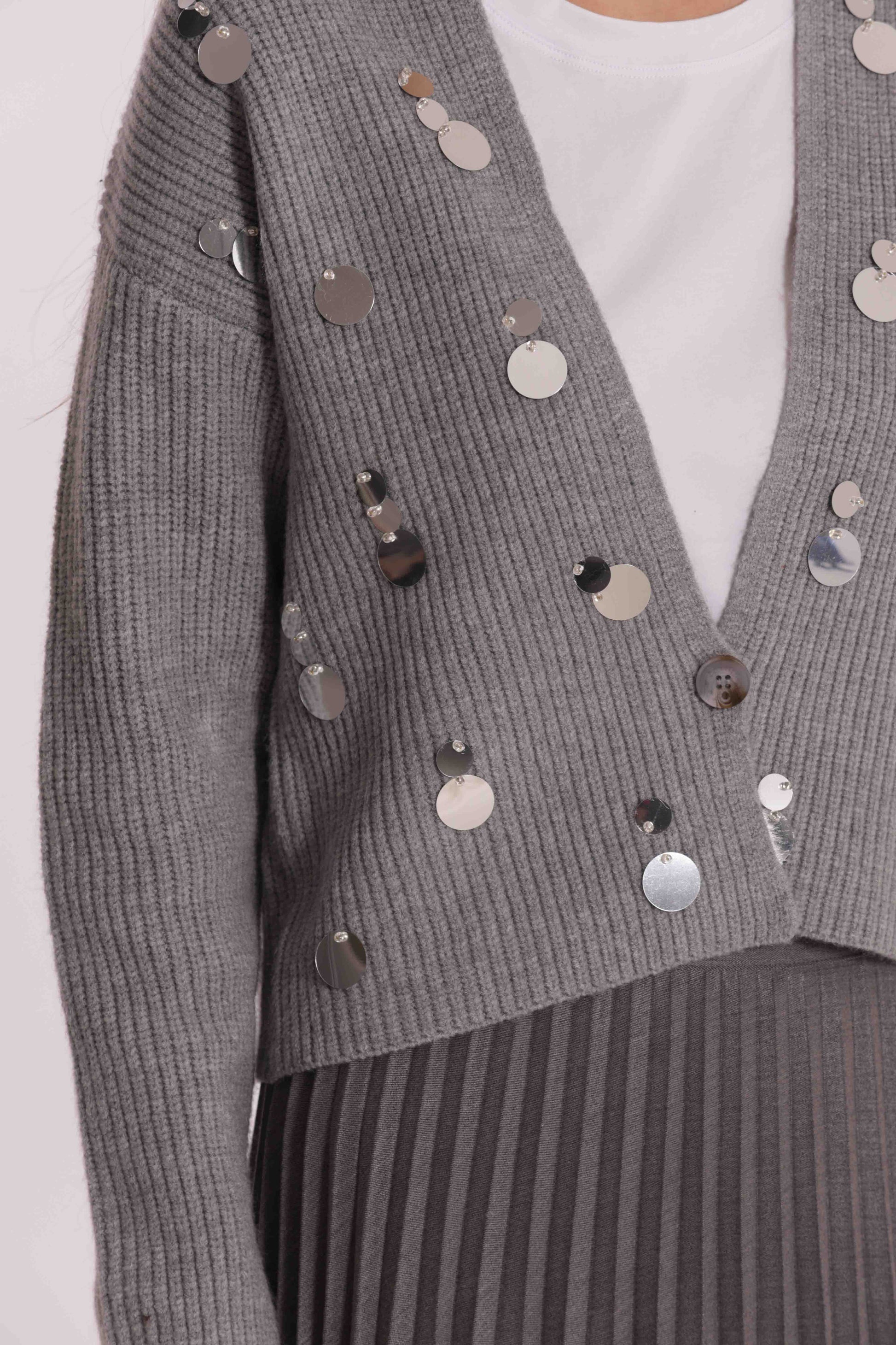 MAGLIA CARDIGAN CON PAILLETTES GRANDI