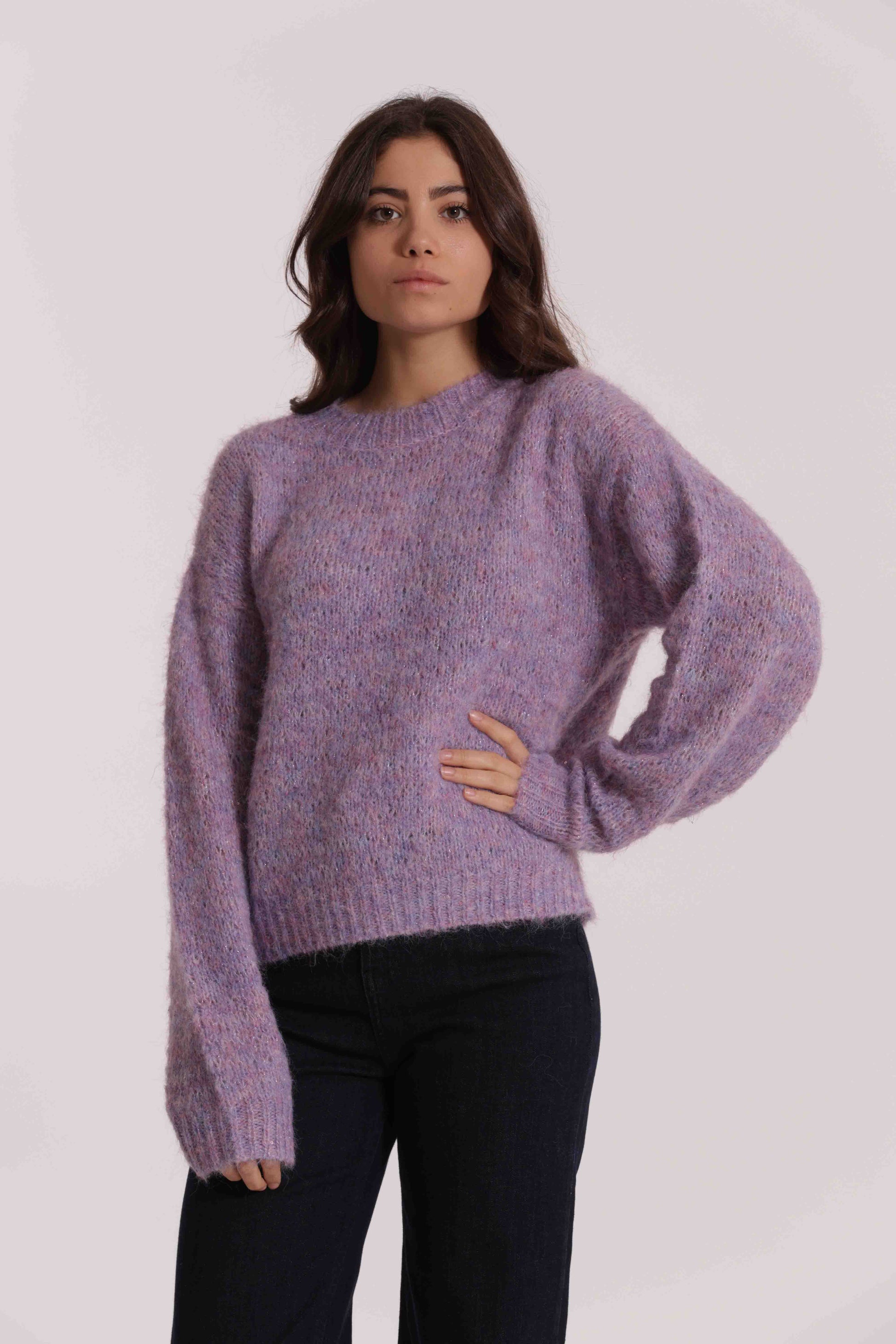 MAGLIA MELANGE CON MICRO PAILLETTES