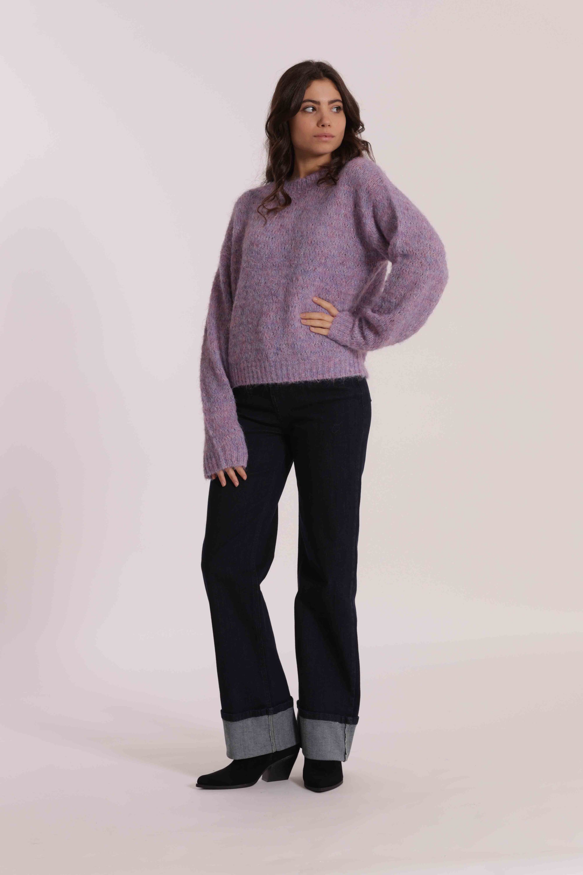 MAGLIA MELANGE CON MICRO PAILLETTES