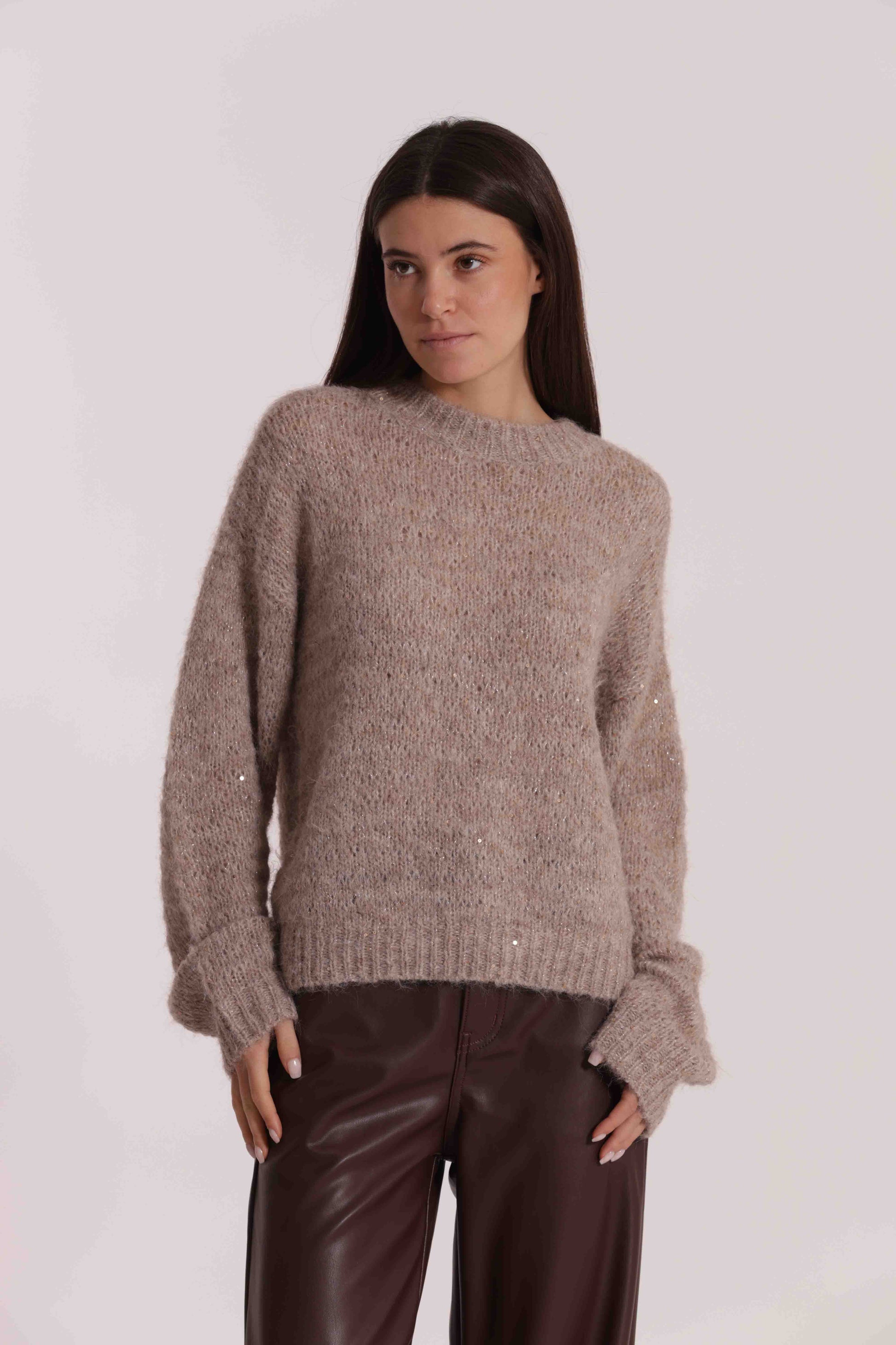 MAGLIA MELANGE CON MICRO PAILLETTES