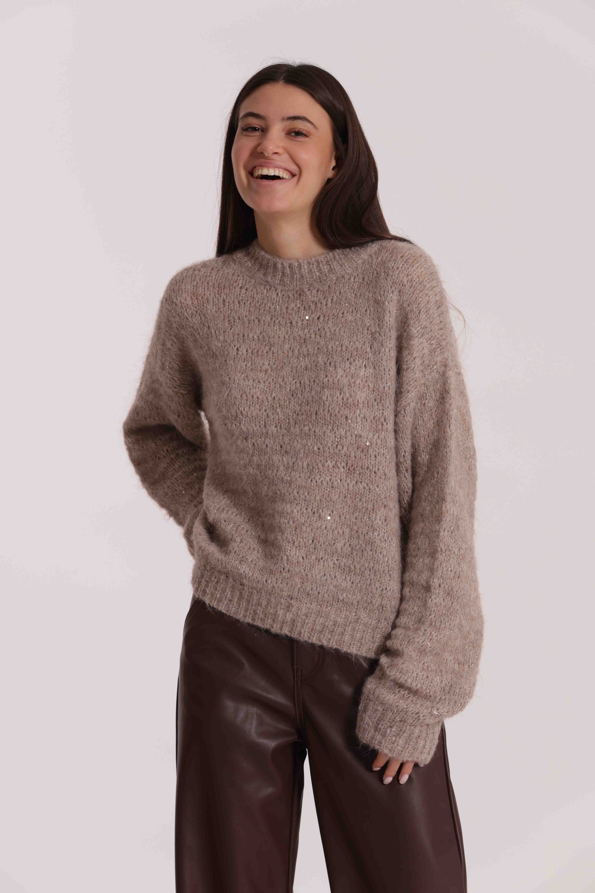 MAGLIA MELANGE CON MICRO PAILLETTES