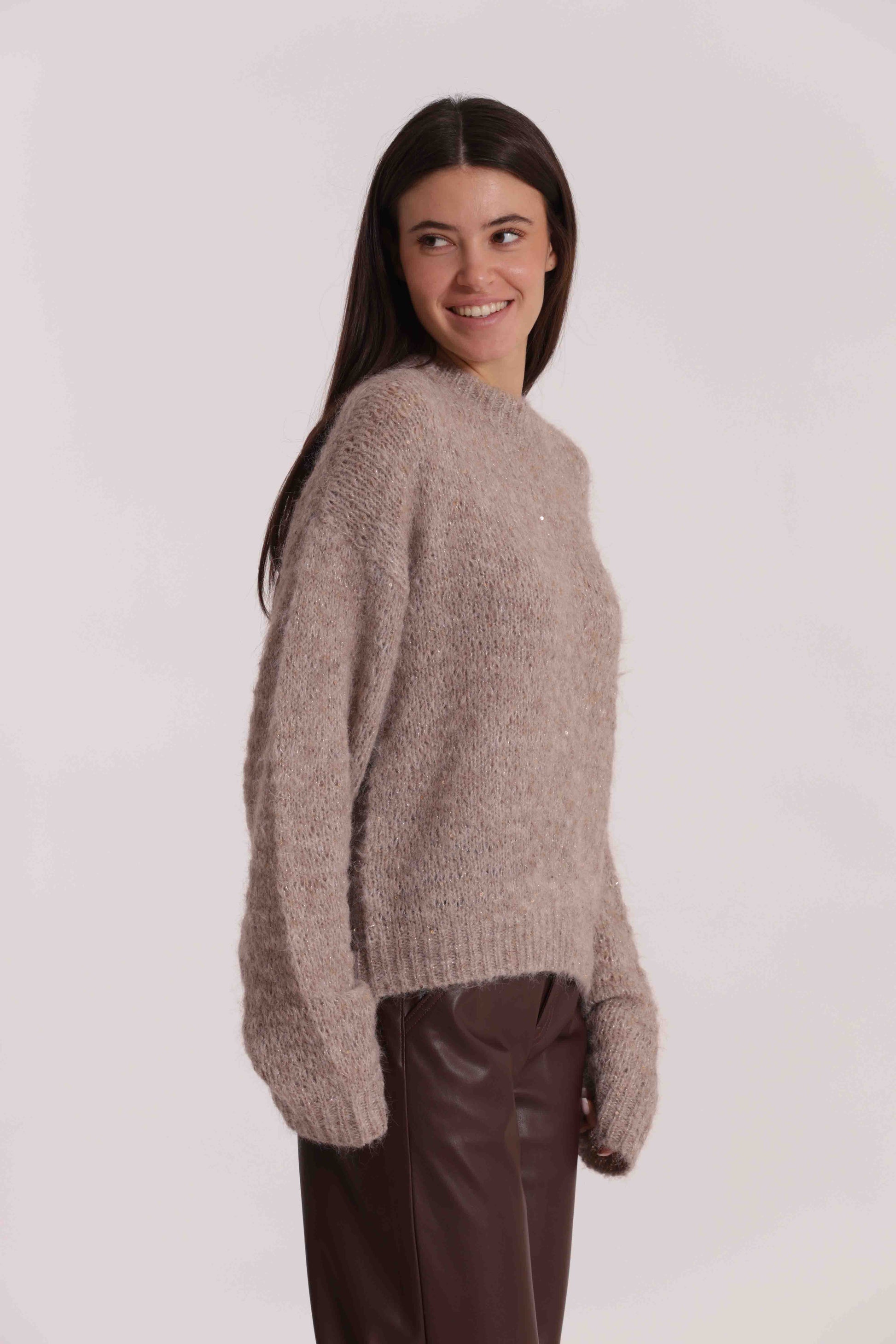 MAGLIA MELANGE CON MICRO PAILLETTES