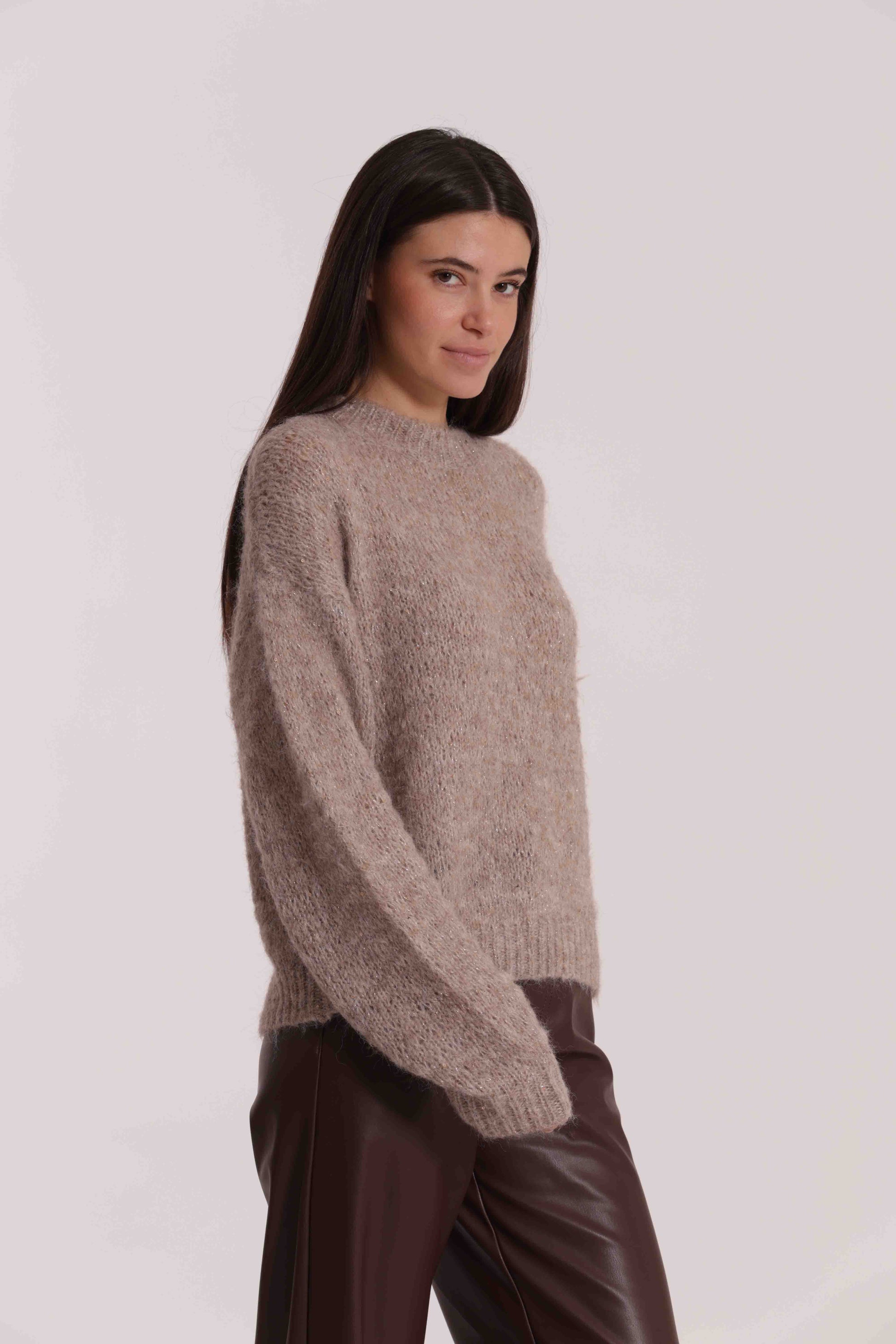 MAGLIA MELANGE CON MICRO PAILLETTES