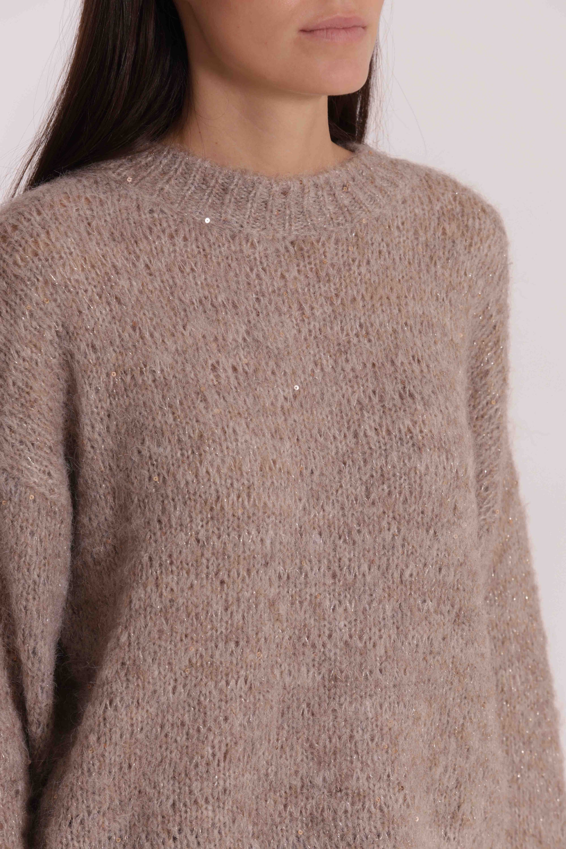 MAGLIA MELANGE CON MICRO PAILLETTES