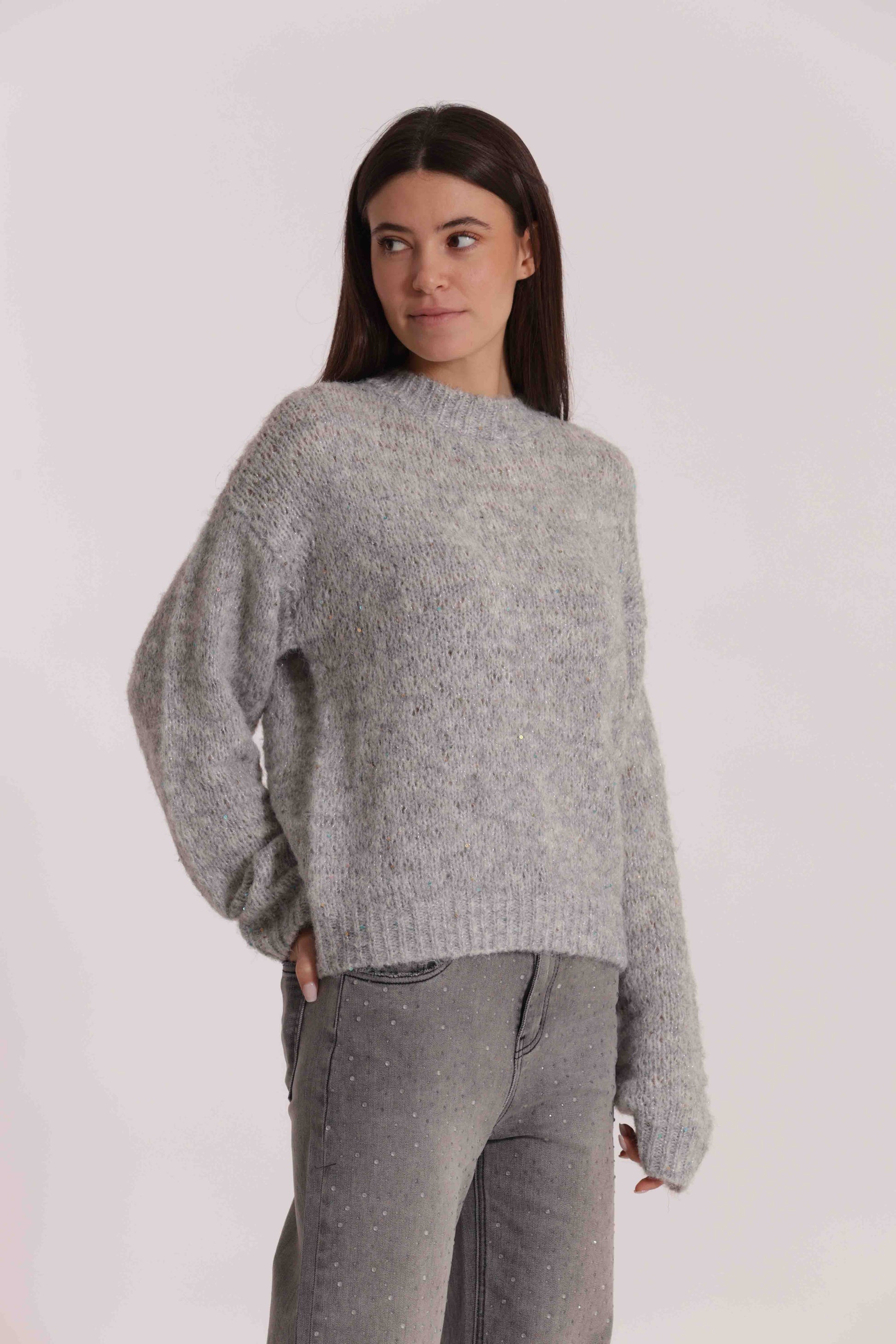 MAGLIA MELANGE CON MICRO PAILLETTES