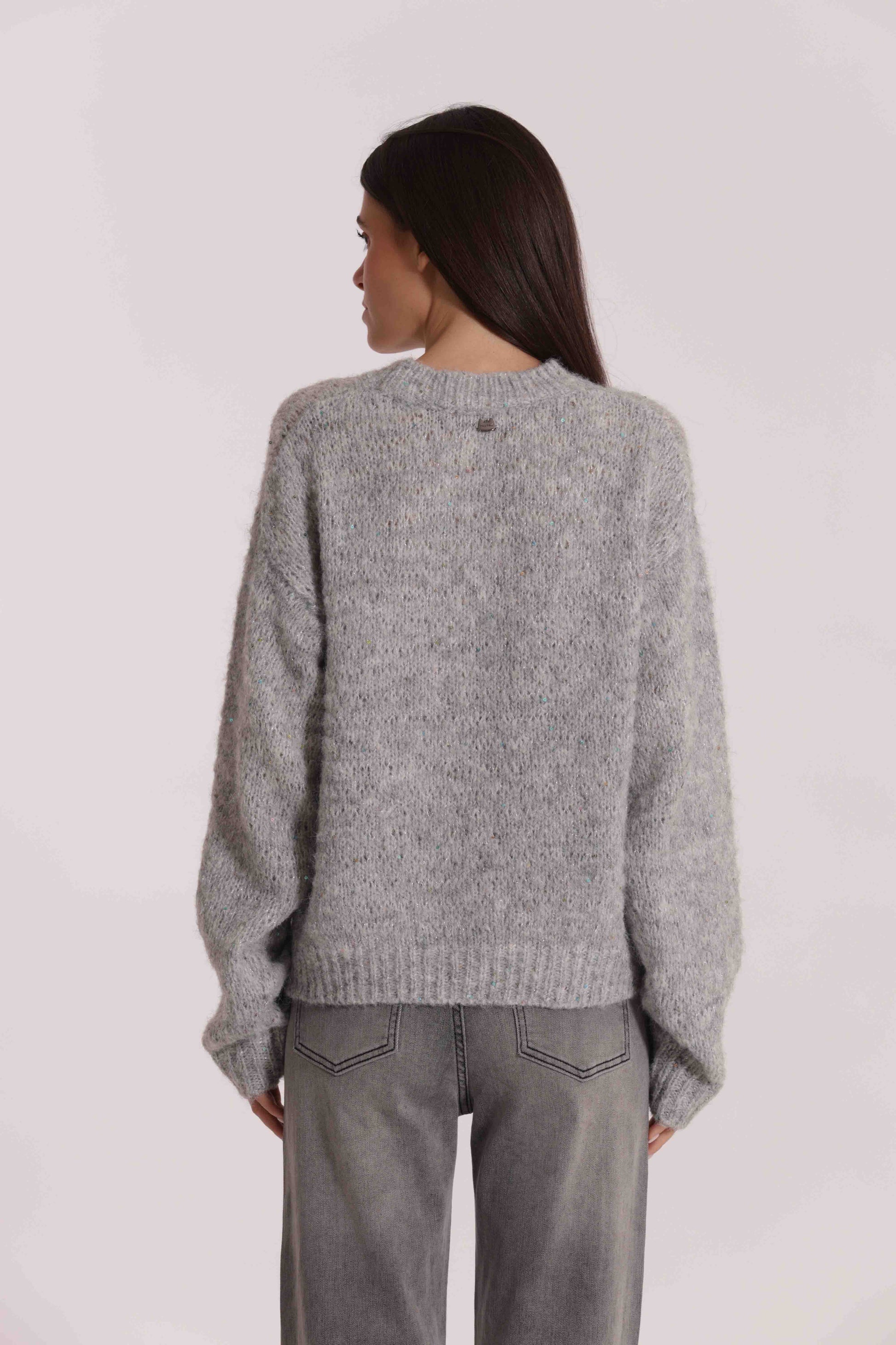 MAGLIA MELANGE CON MICRO PAILLETTES