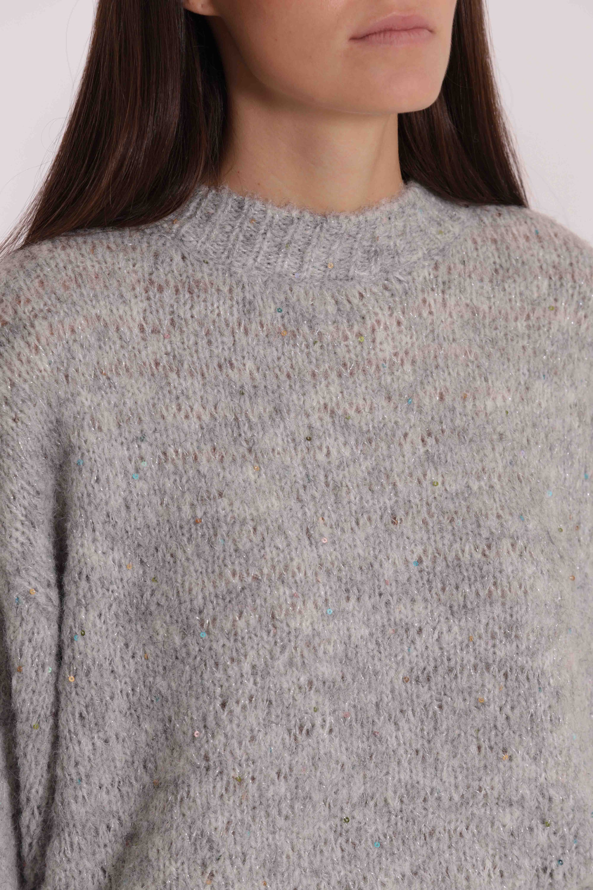 MAGLIA MELANGE CON MICRO PAILLETTES