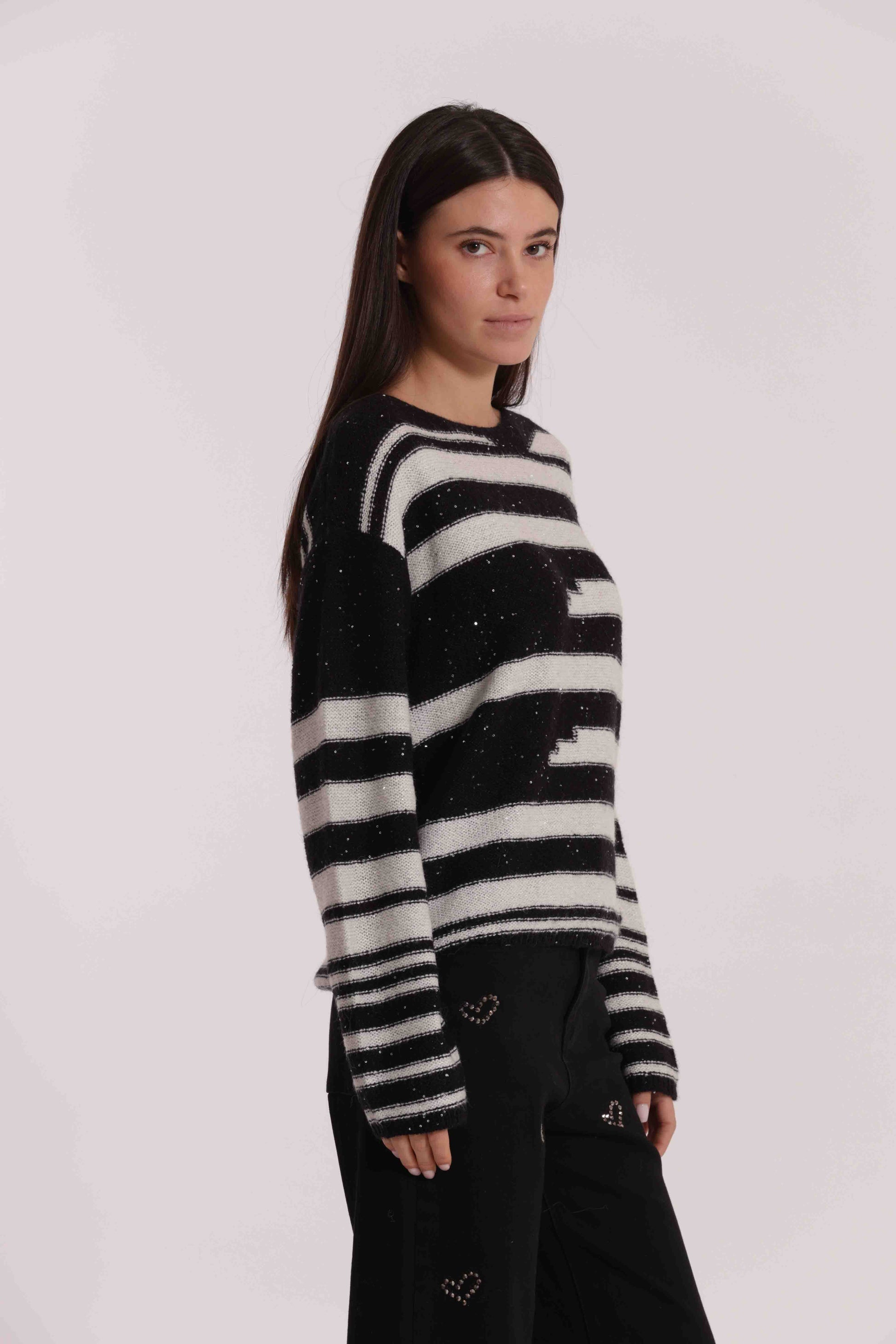 MAGLIA A RIGHE E PAILLETTES