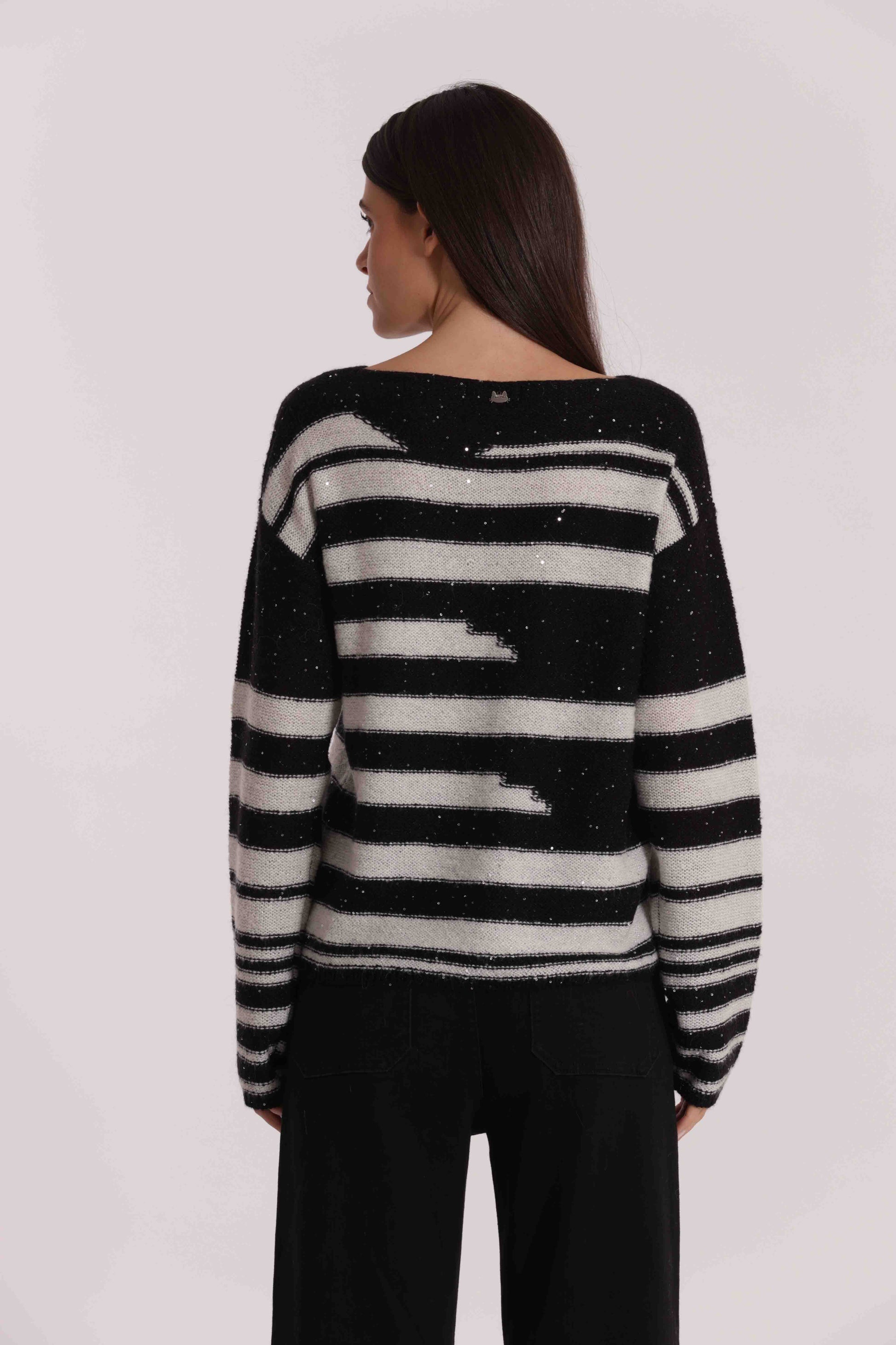 MAGLIA A RIGHE E PAILLETTES