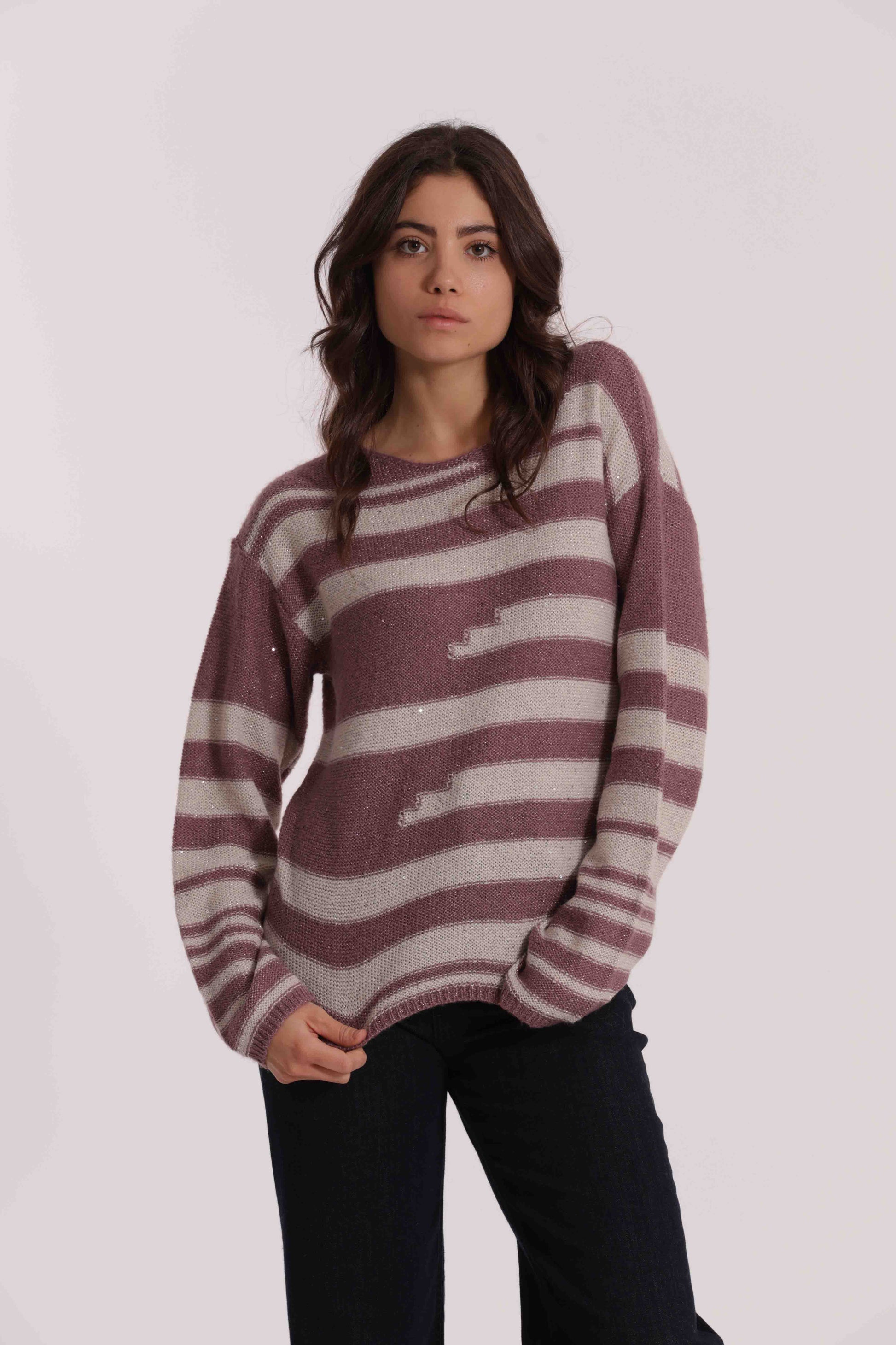 MAGLIA A RIGHE E PAILLETTES