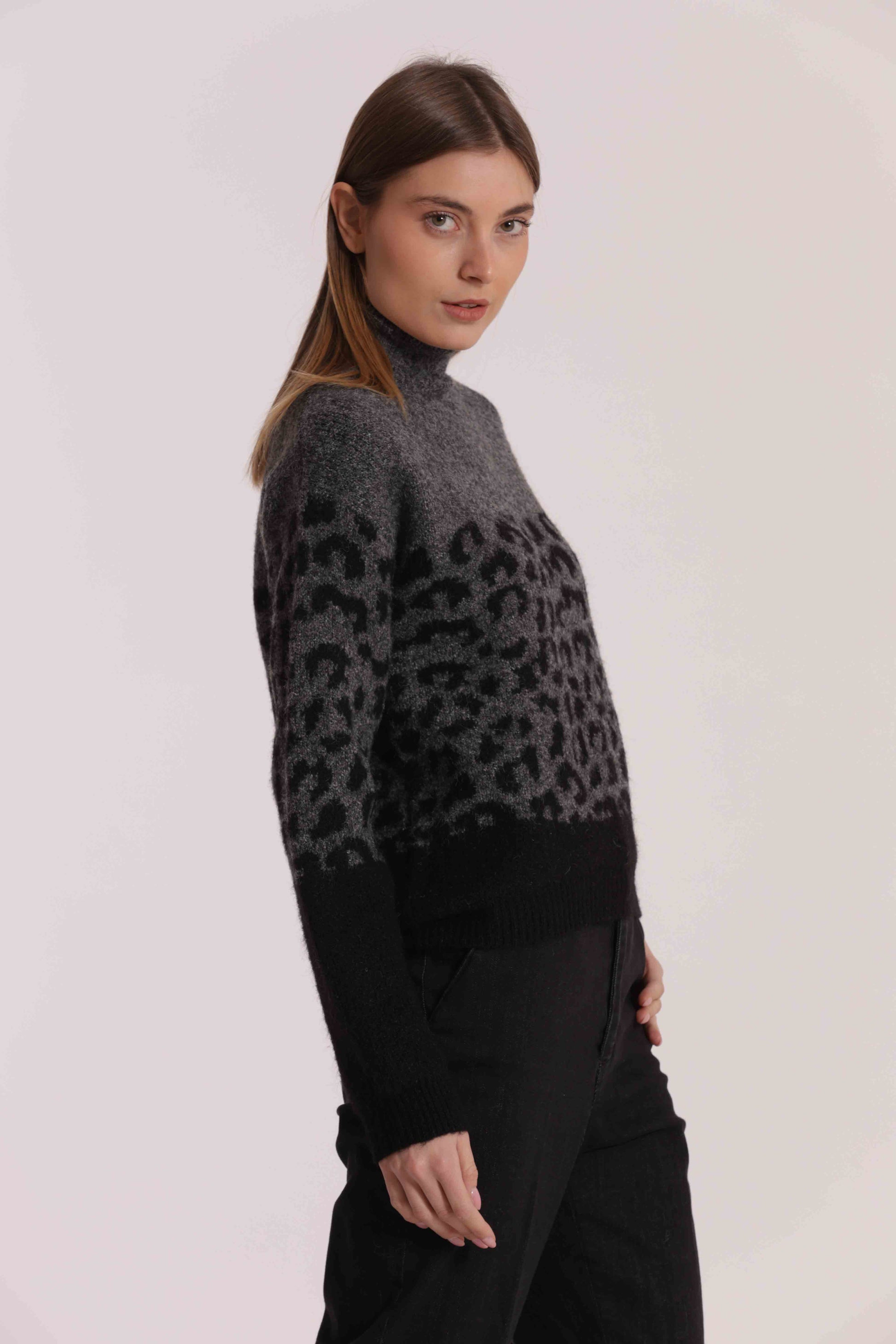 MAGLIA ANIMALIER BICOLOR