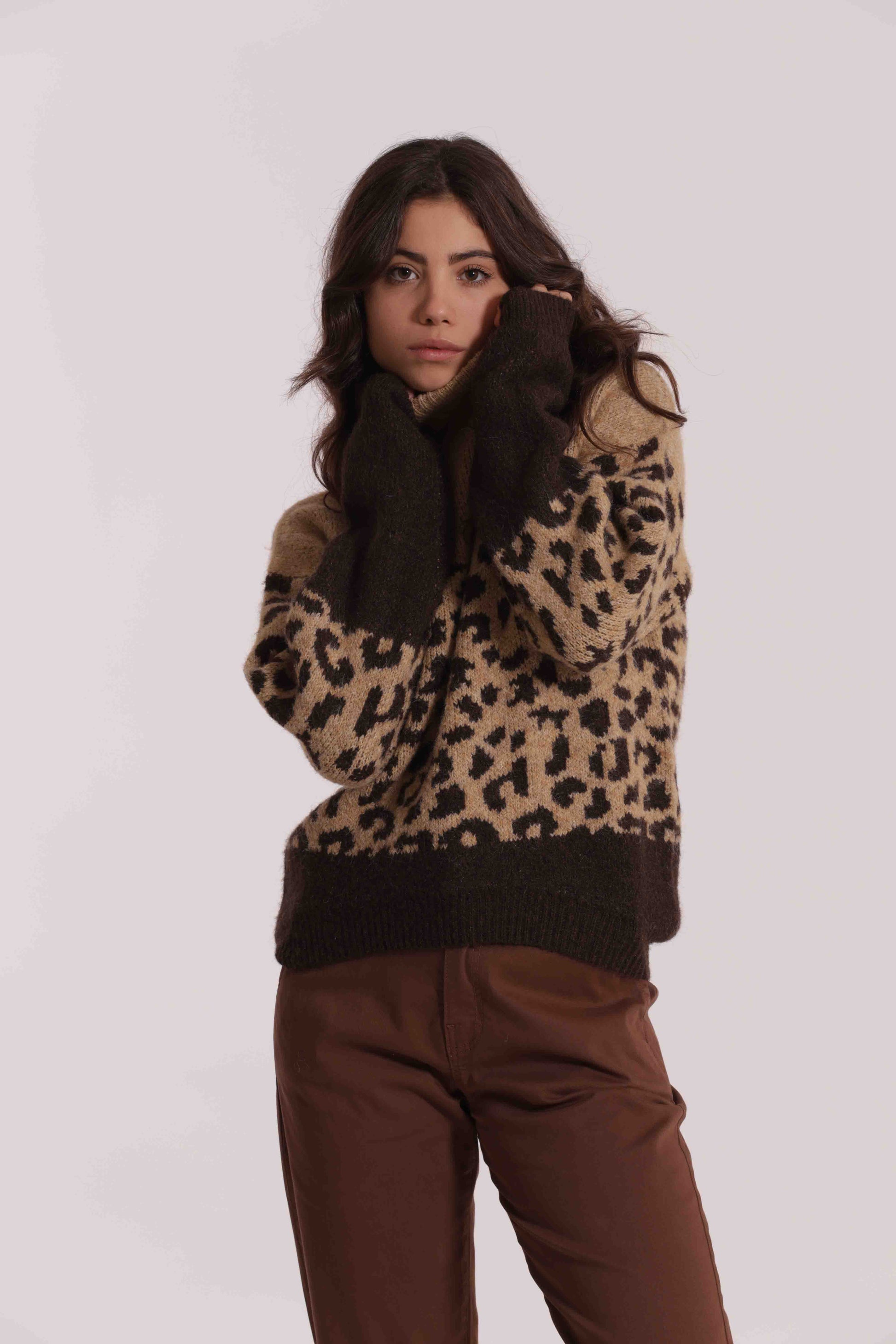 MAGLIA ANIMALIER BICOLOR