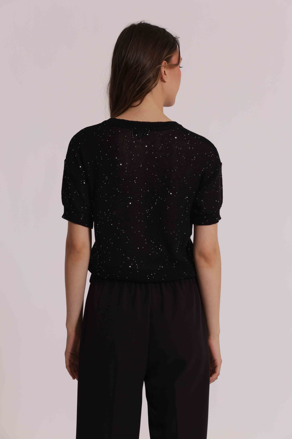 MAGLIA MANICHE CORTE MICRO PAILLETTES