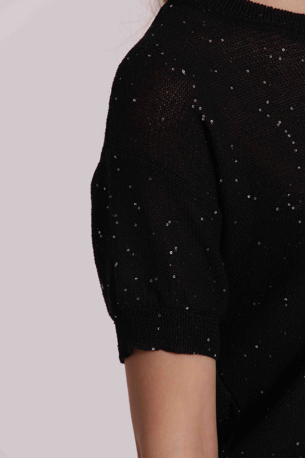 MAGLIA MANICHE CORTE MICRO PAILLETTES