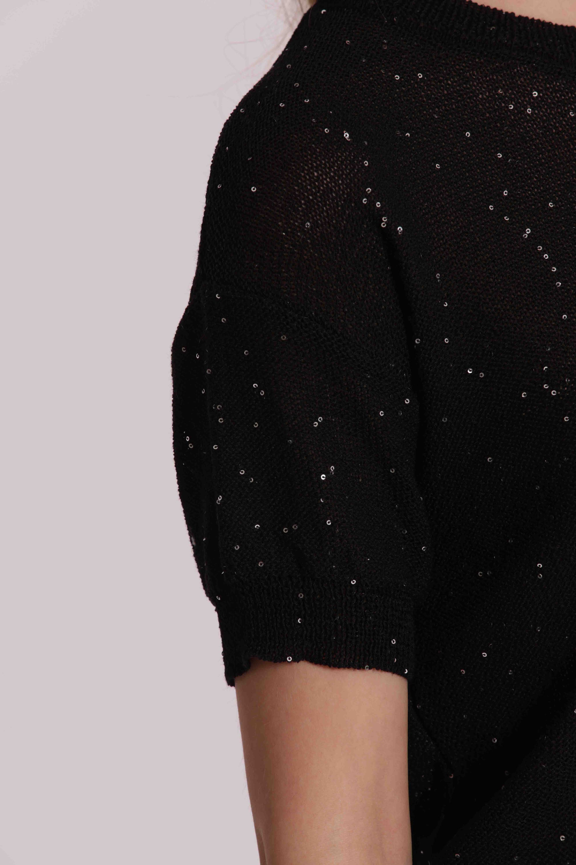 MAGLIA MANICHE CORTE MICRO PAILLETTES