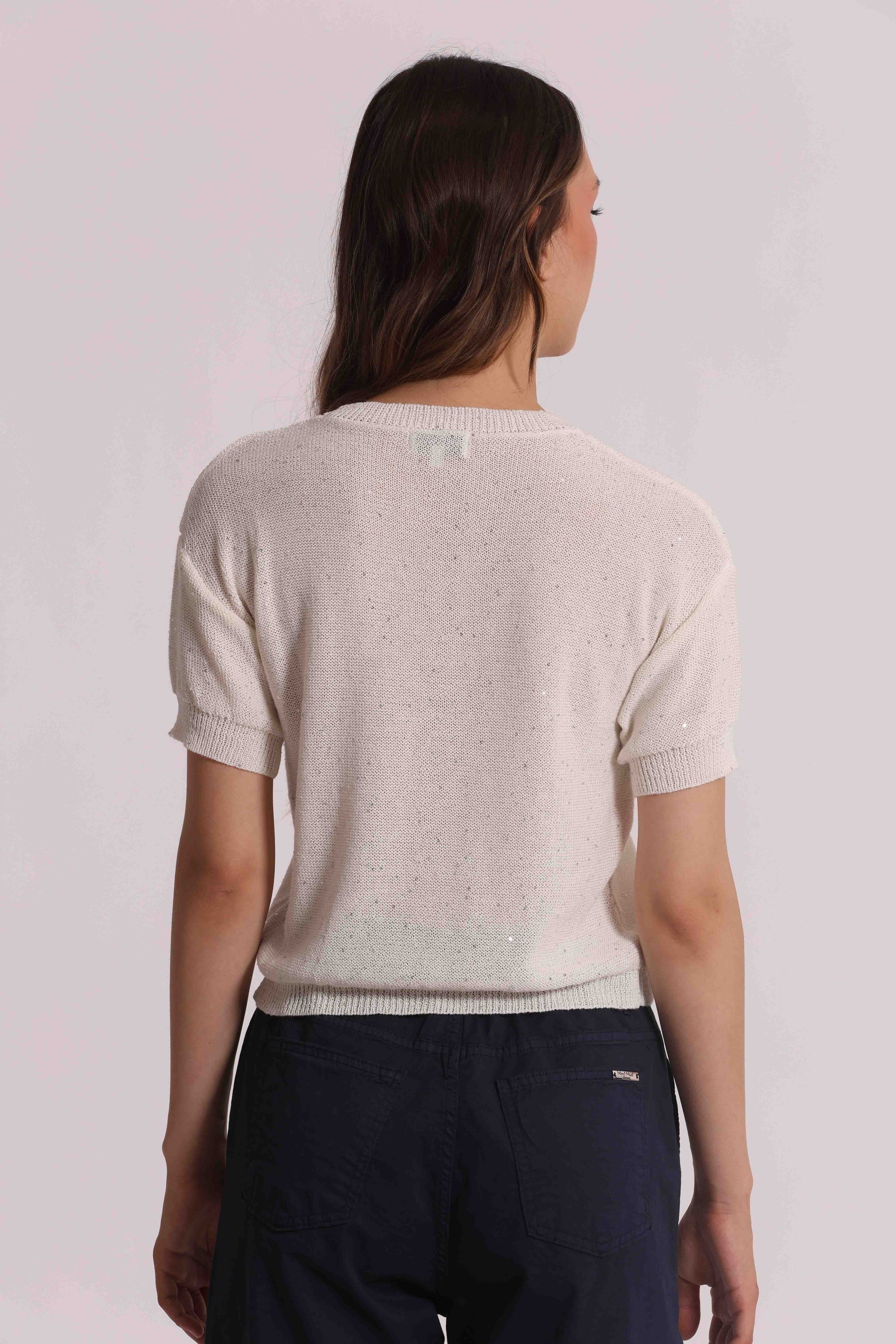 MAGLIA MANICHE CORTE MICRO PAILLETTES