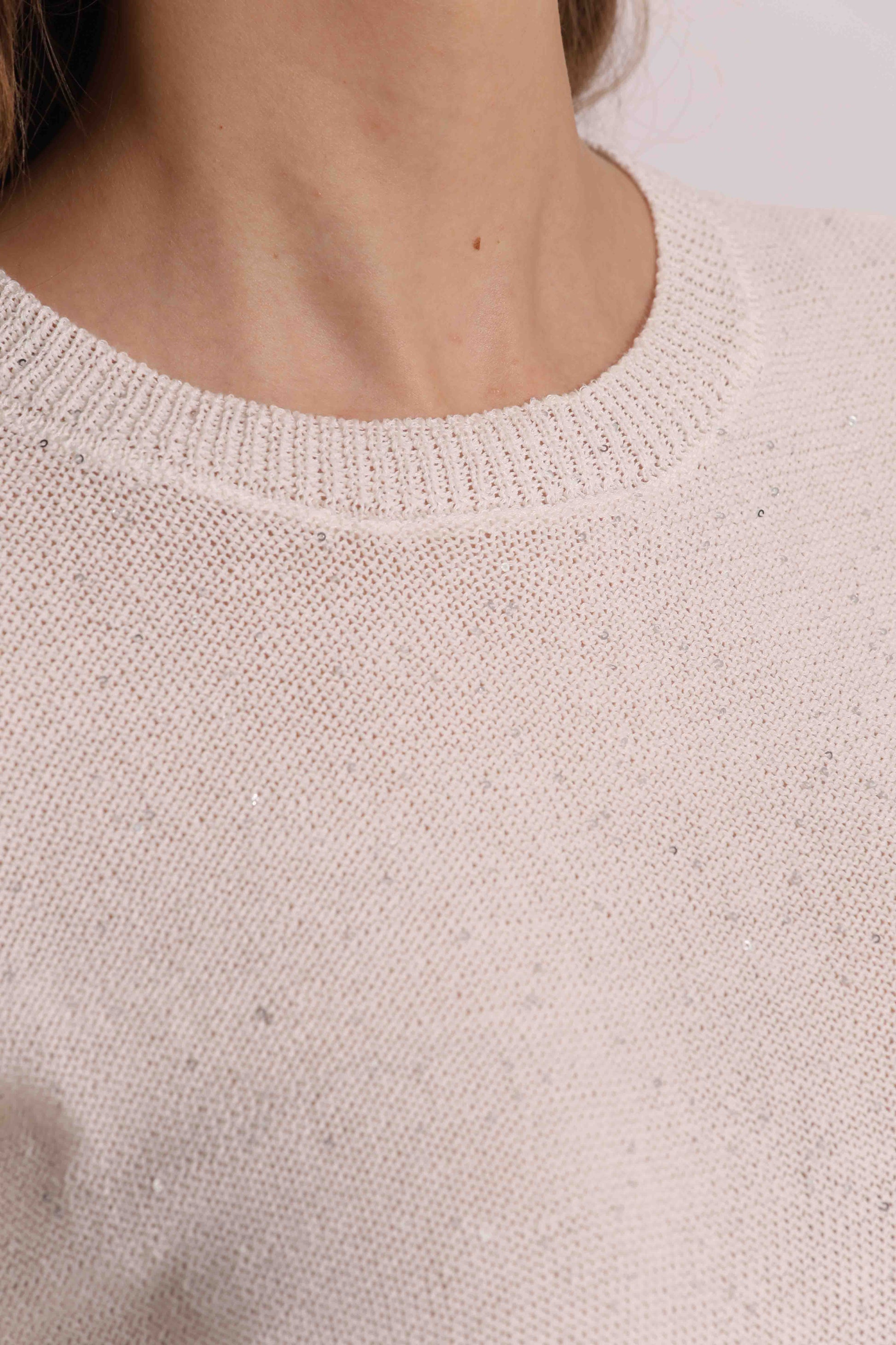 MAGLIA MANICHE CORTE MICRO PAILLETTES