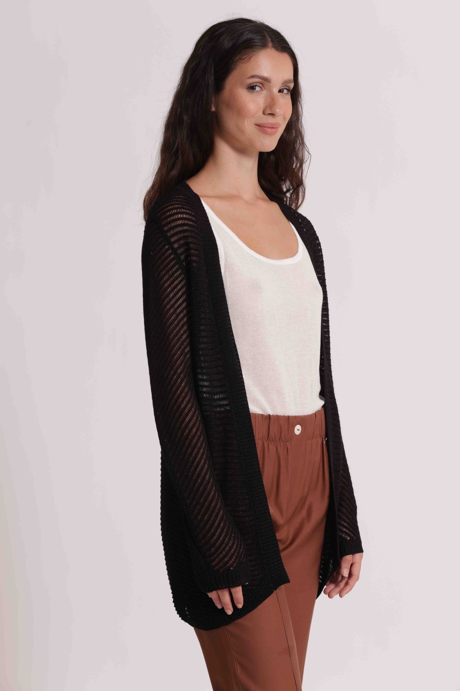 CARDIGAN TRAFORATO LUREX