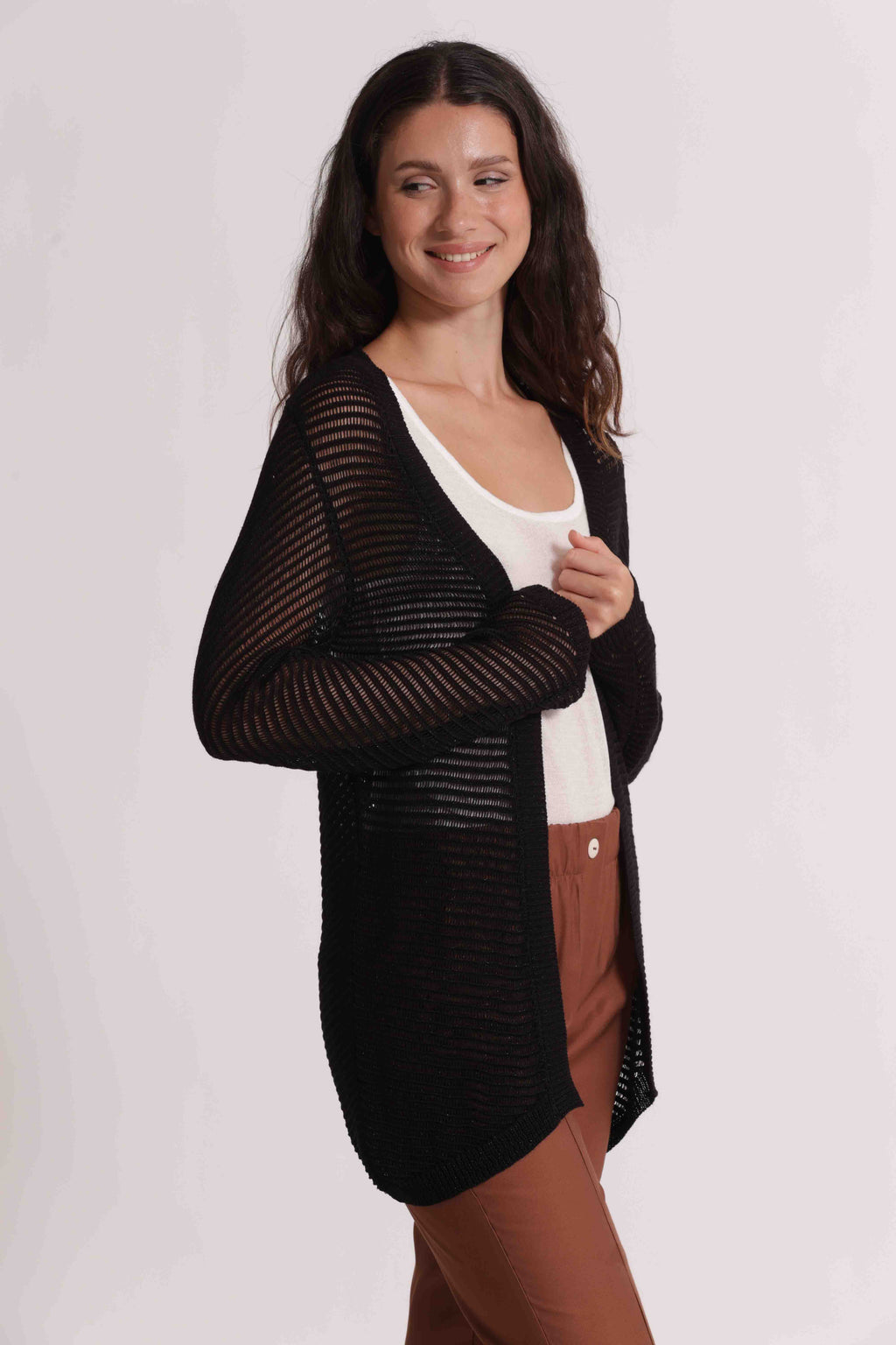 CARDIGAN TRAFORATO LUREX