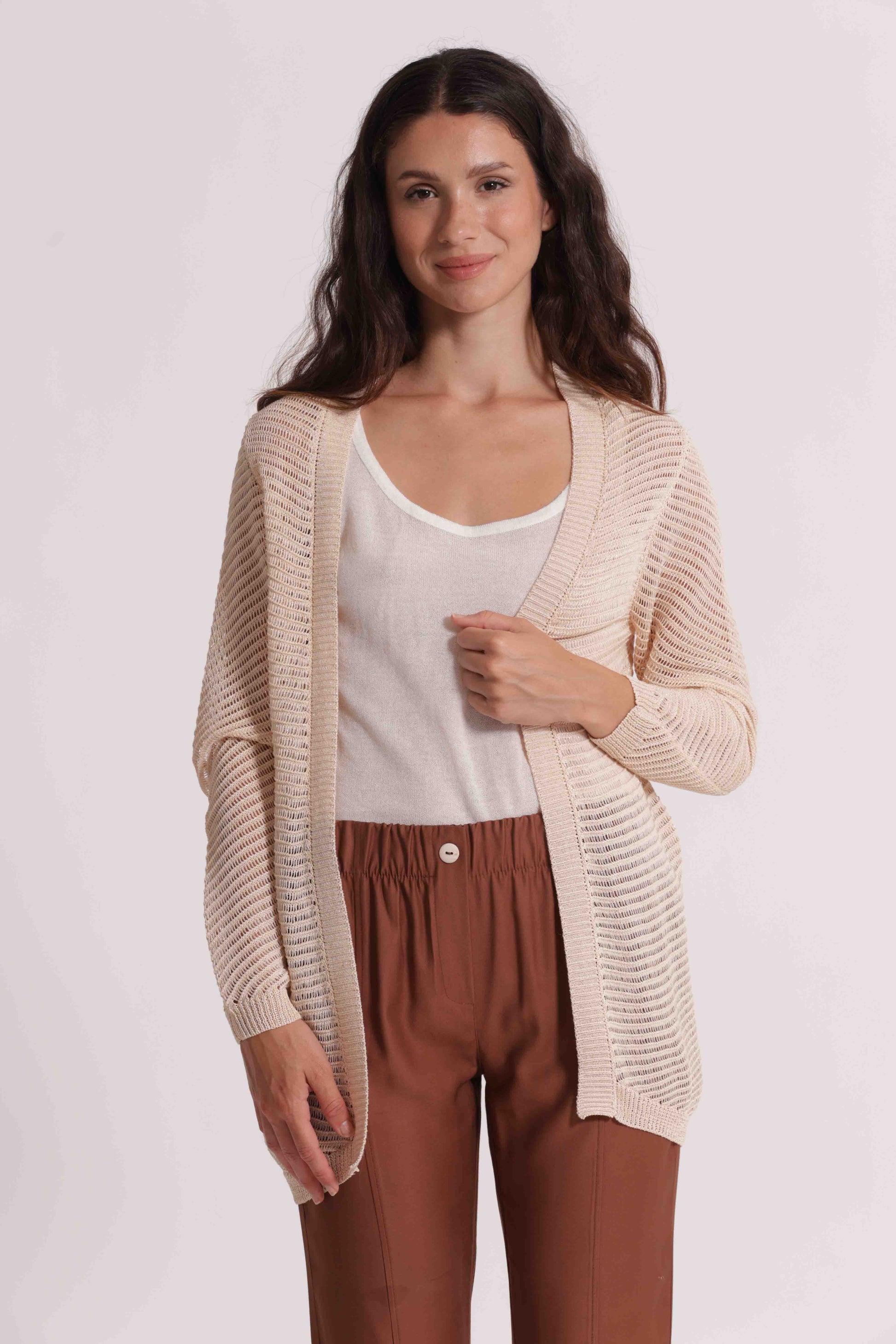 CARDIGAN TRAFORATO LUREX