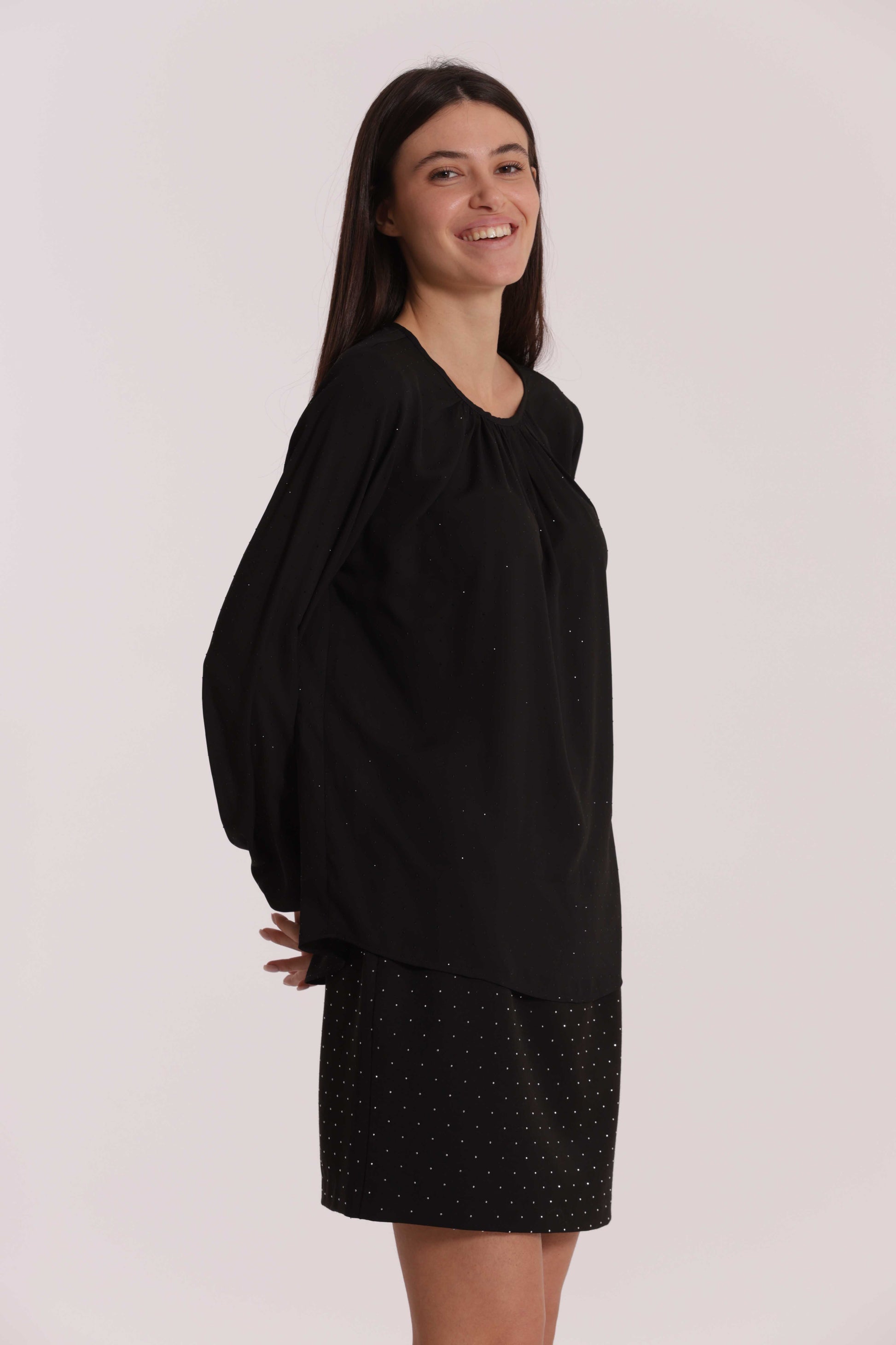 BLUSA IN GEORGETTE CON STRASS