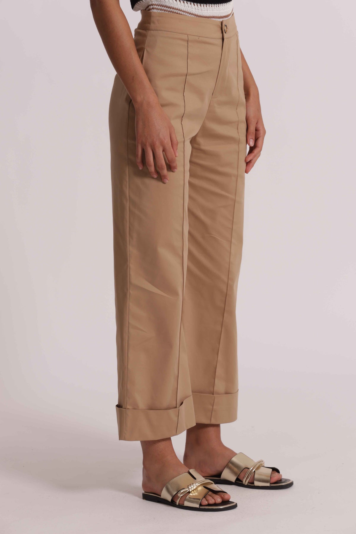 PANTALONE IN COTONE CON RISVOLTO