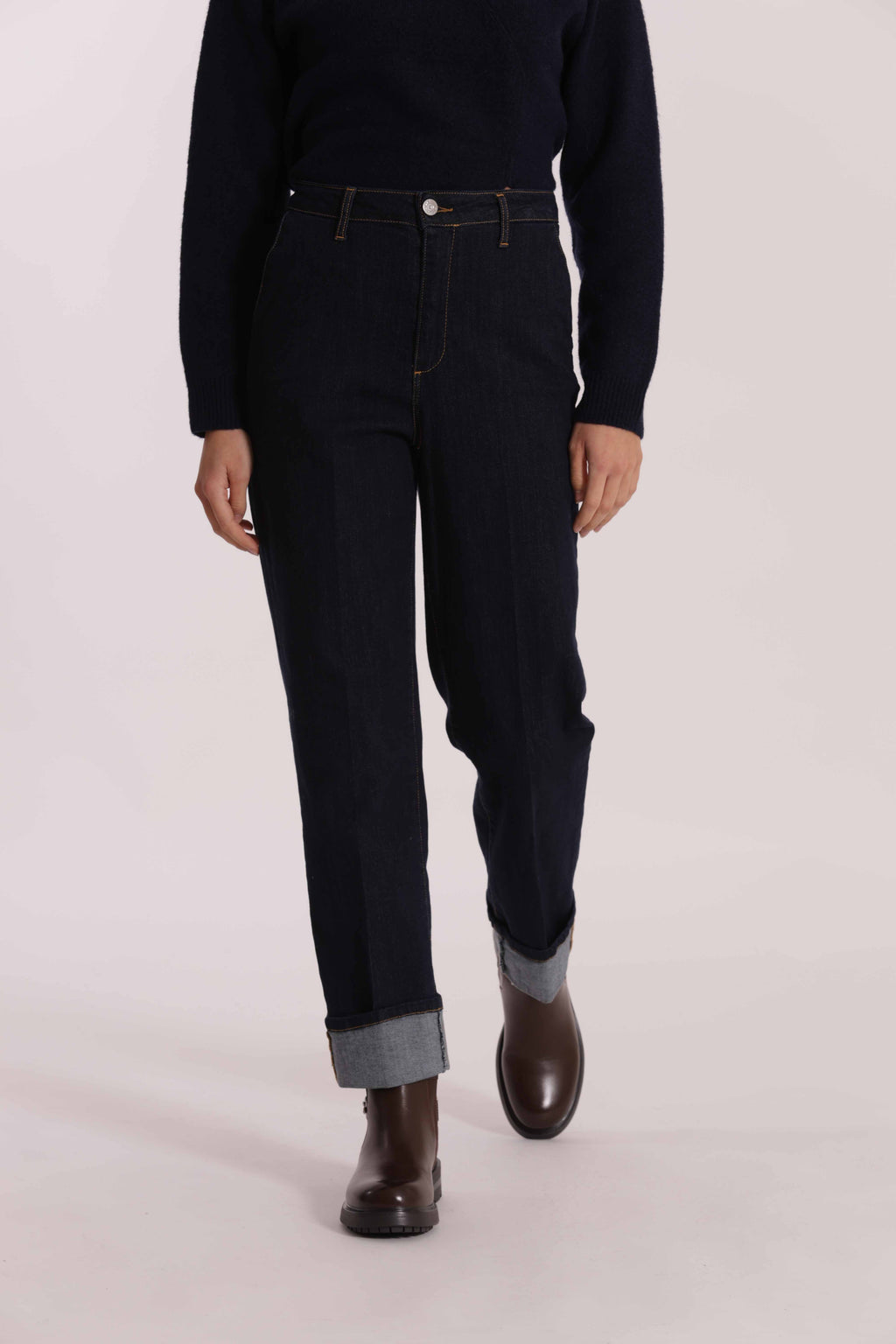 JEANS WIDE LEG CON RISVOLTO