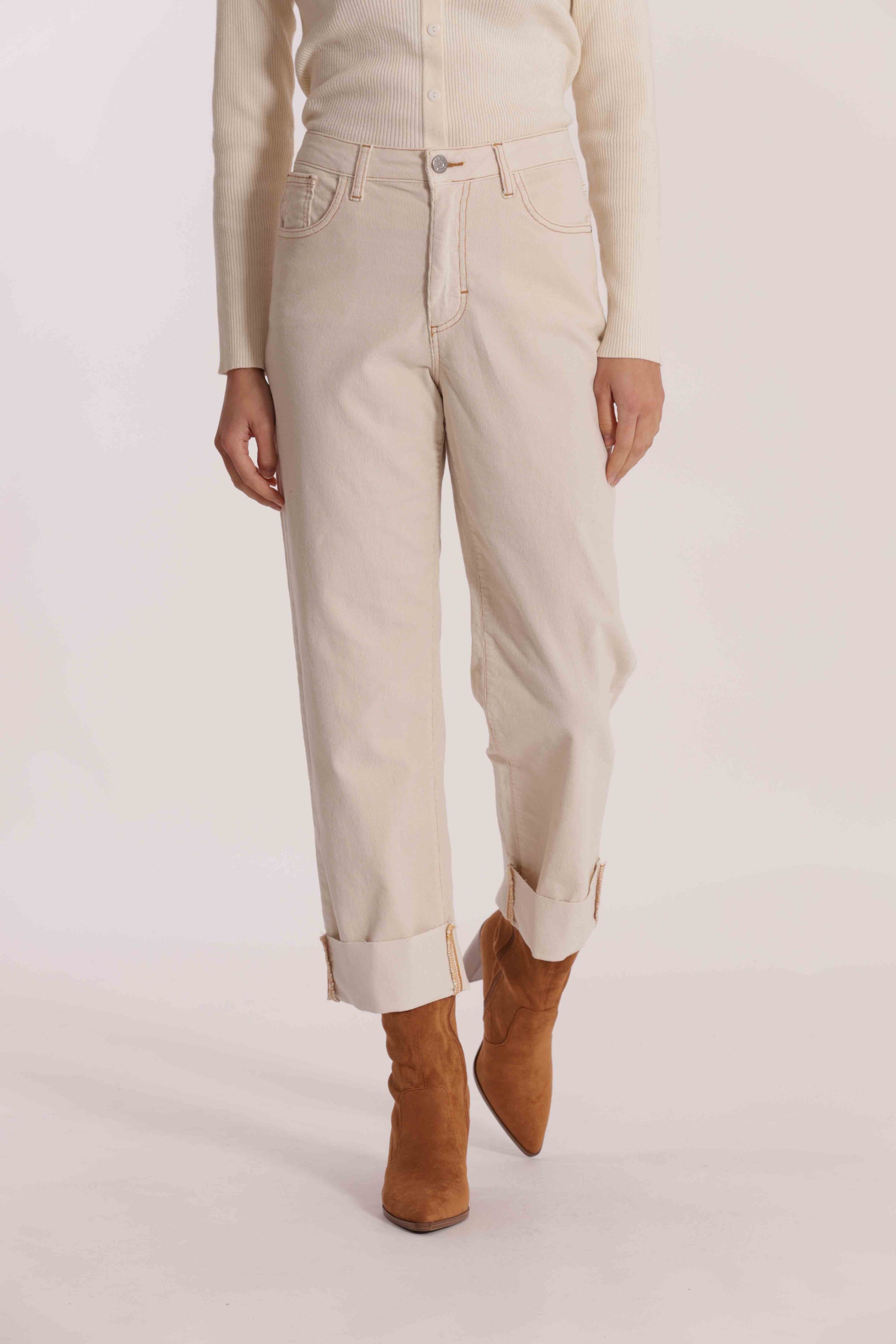 PANTALONE CROPPED IN VELLUTO A COSTE