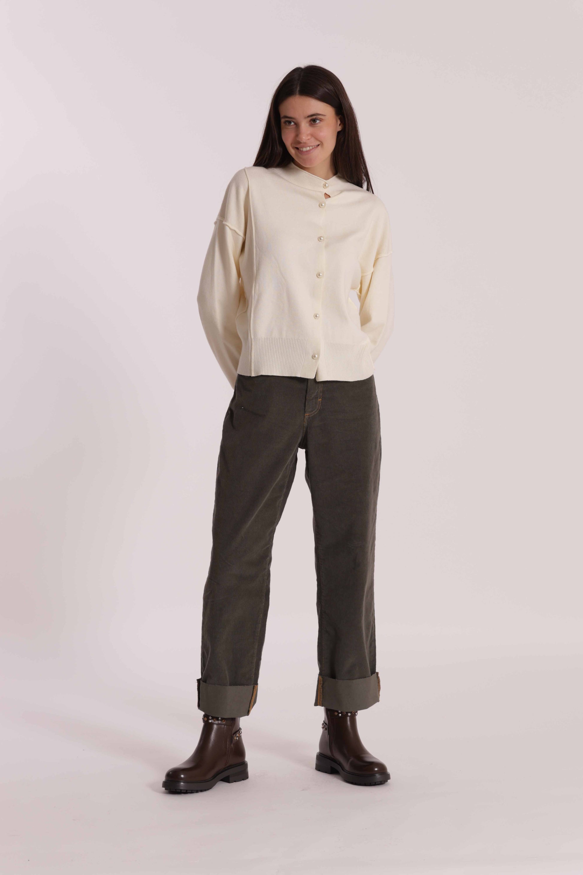 PANTALONE CROPPED IN VELLUTO A COSTE