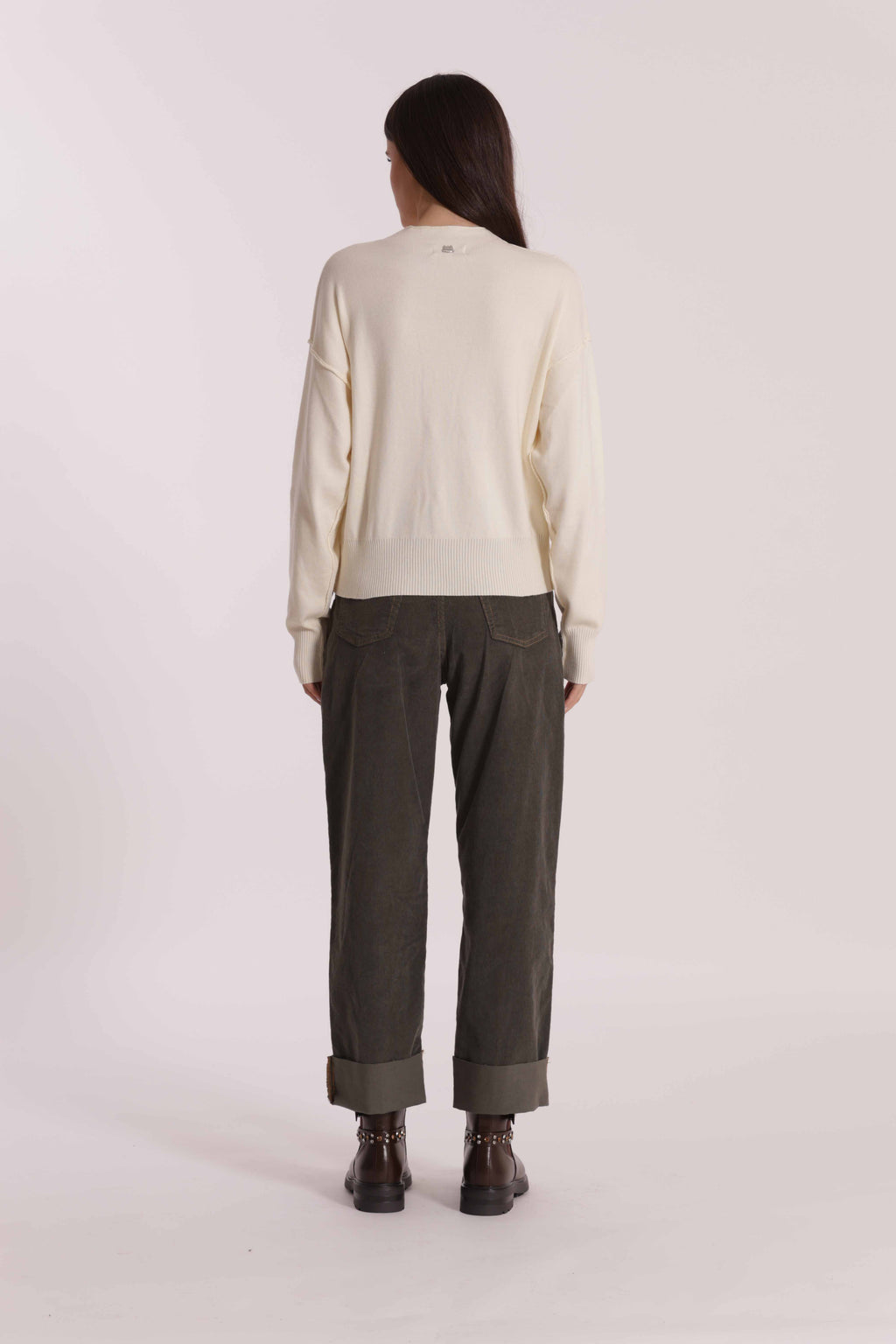 PANTALONE CROPPED IN VELLUTO A COSTE