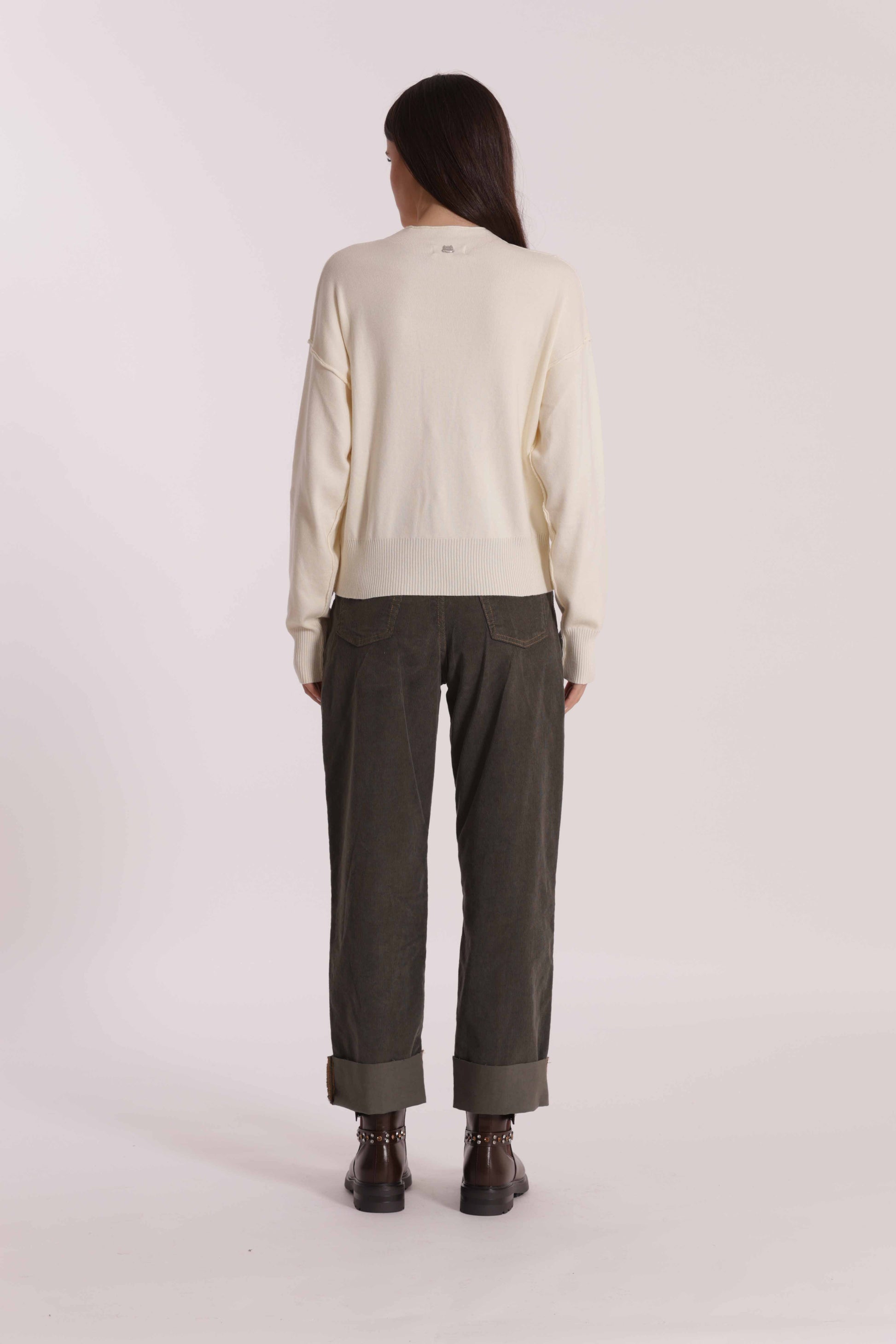 PANTALONE CROPPED IN VELLUTO A COSTE