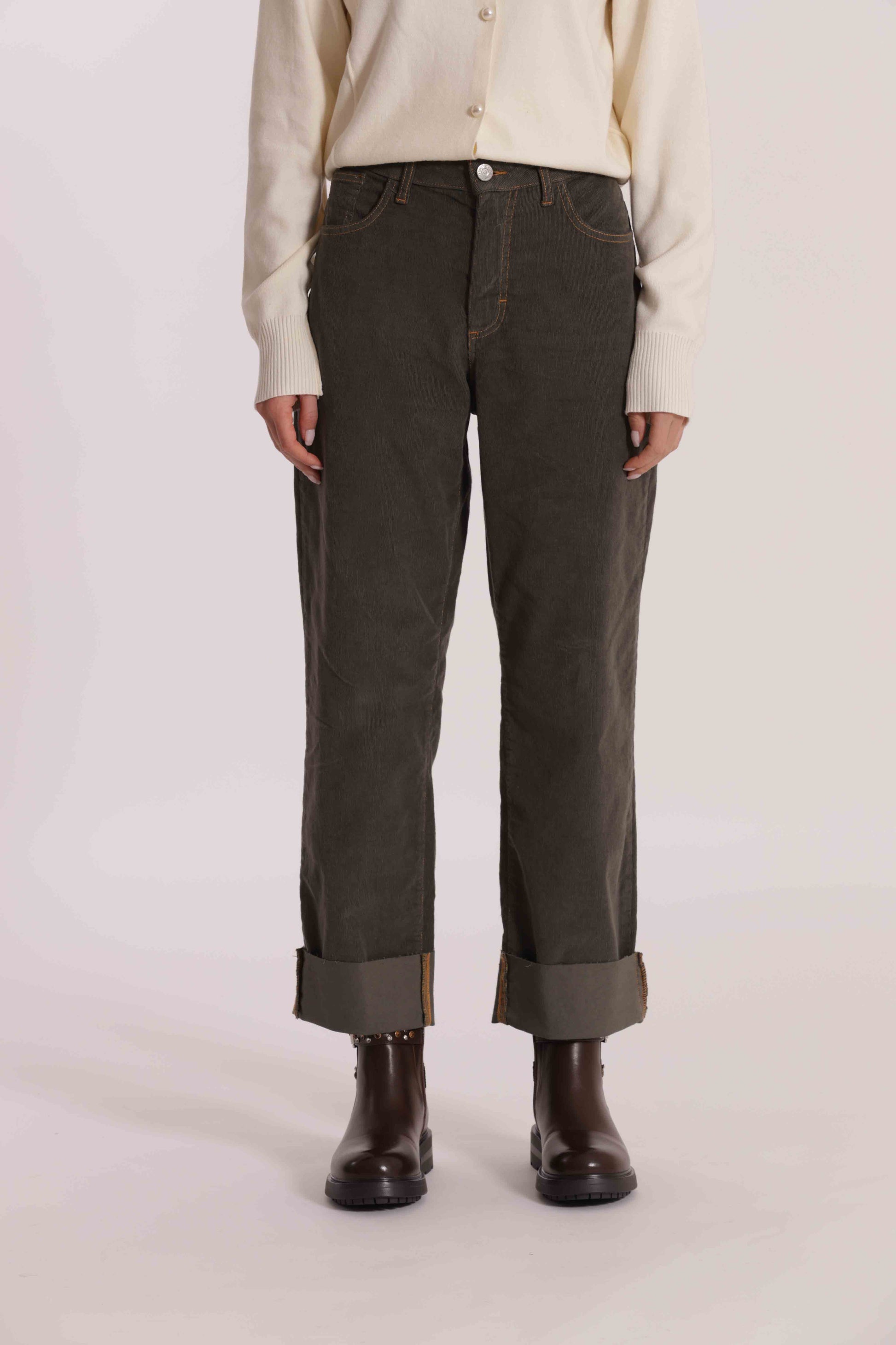 PANTALONE CROPPED IN VELLUTO A COSTE