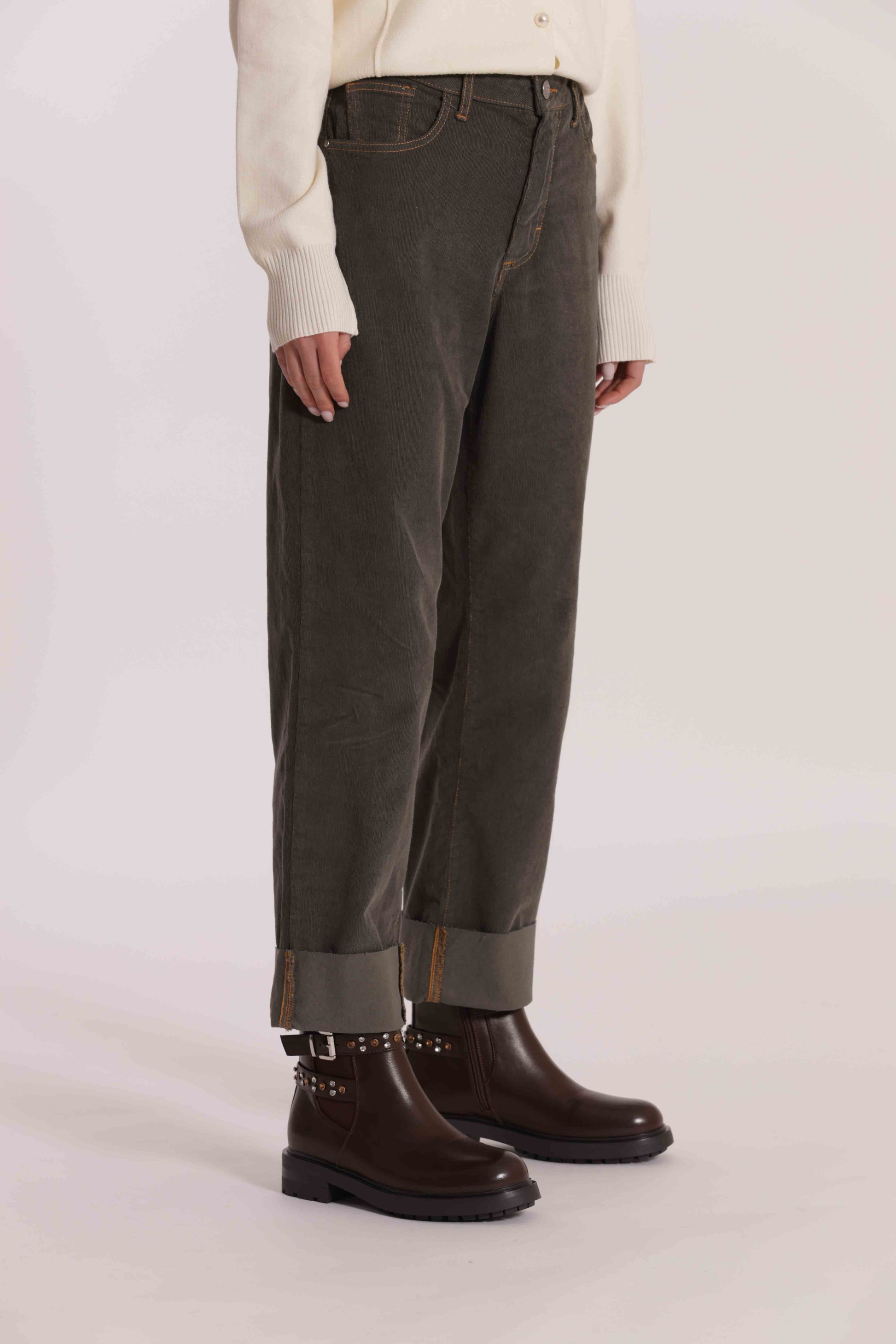 PANTALONE CROPPED IN VELLUTO A COSTE