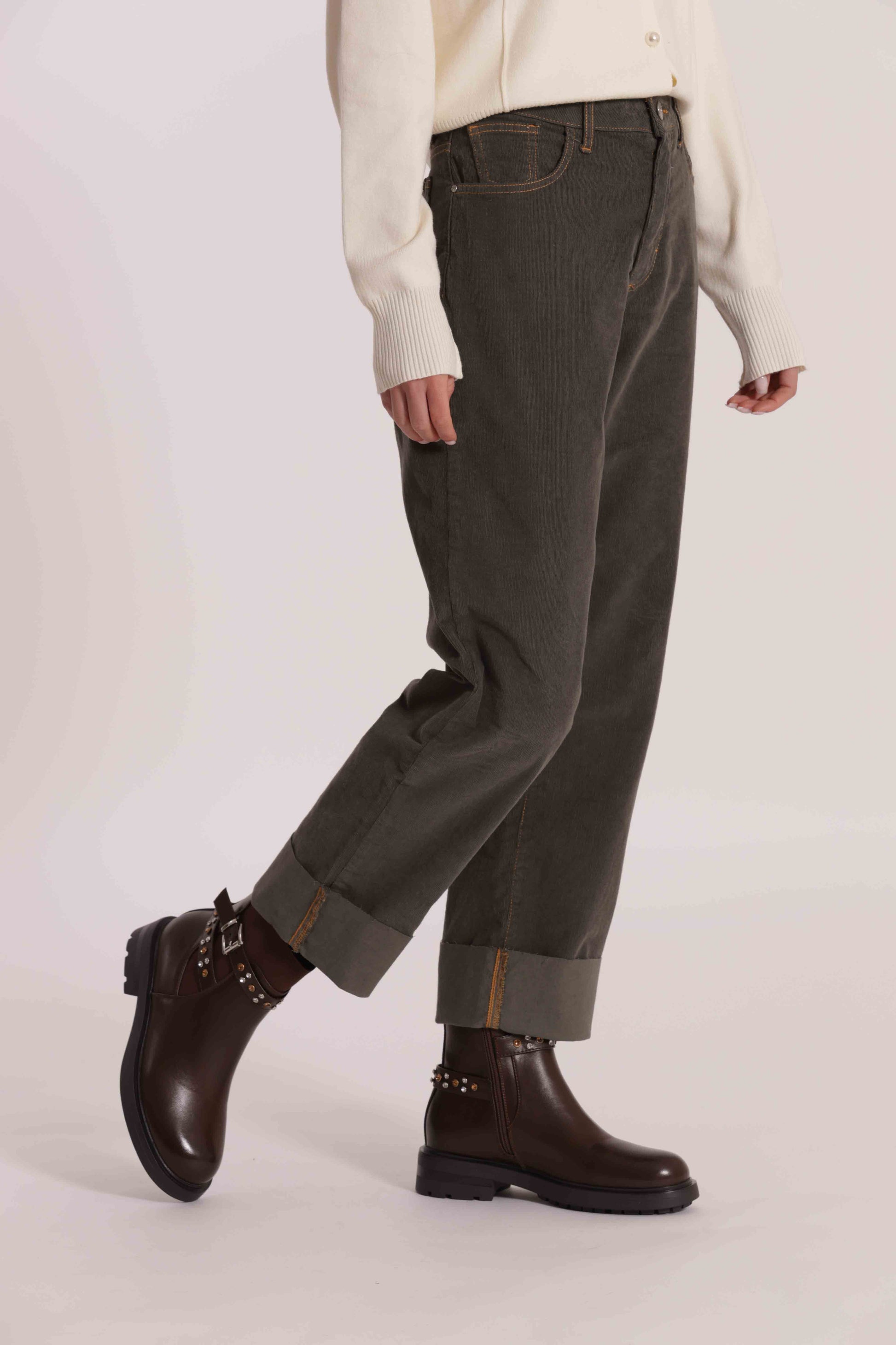PANTALONE CROPPED IN VELLUTO A COSTE